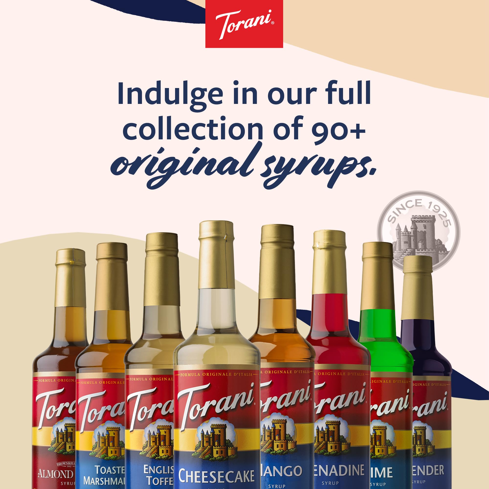 Torani Variety Pack Caramel, French Vanilla, Vanilla & Hazelnut, 25.4 Ounces (Pack of 4)