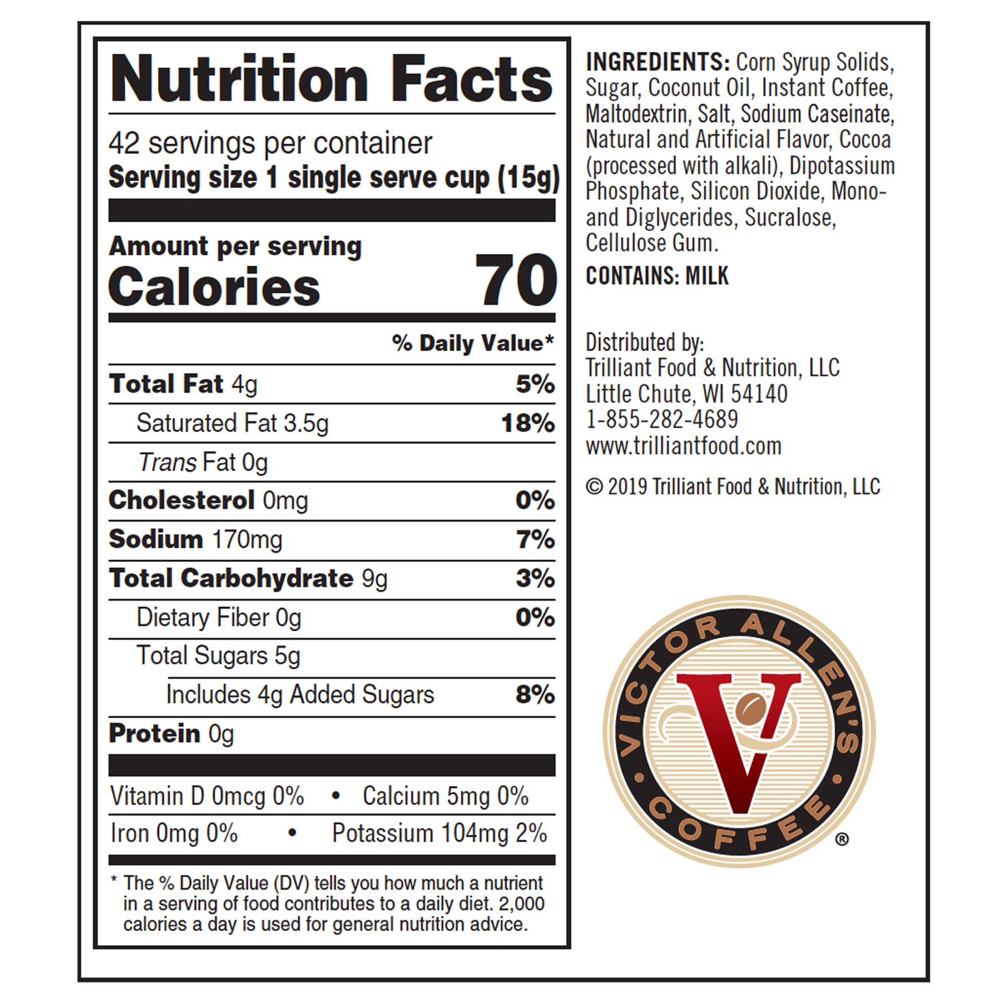 Victor Allen's Coffee White Chocolate Caramel Flavored Cappuccino, 42 Count, Single Serve Cups for Keurig K-Cup Brewers