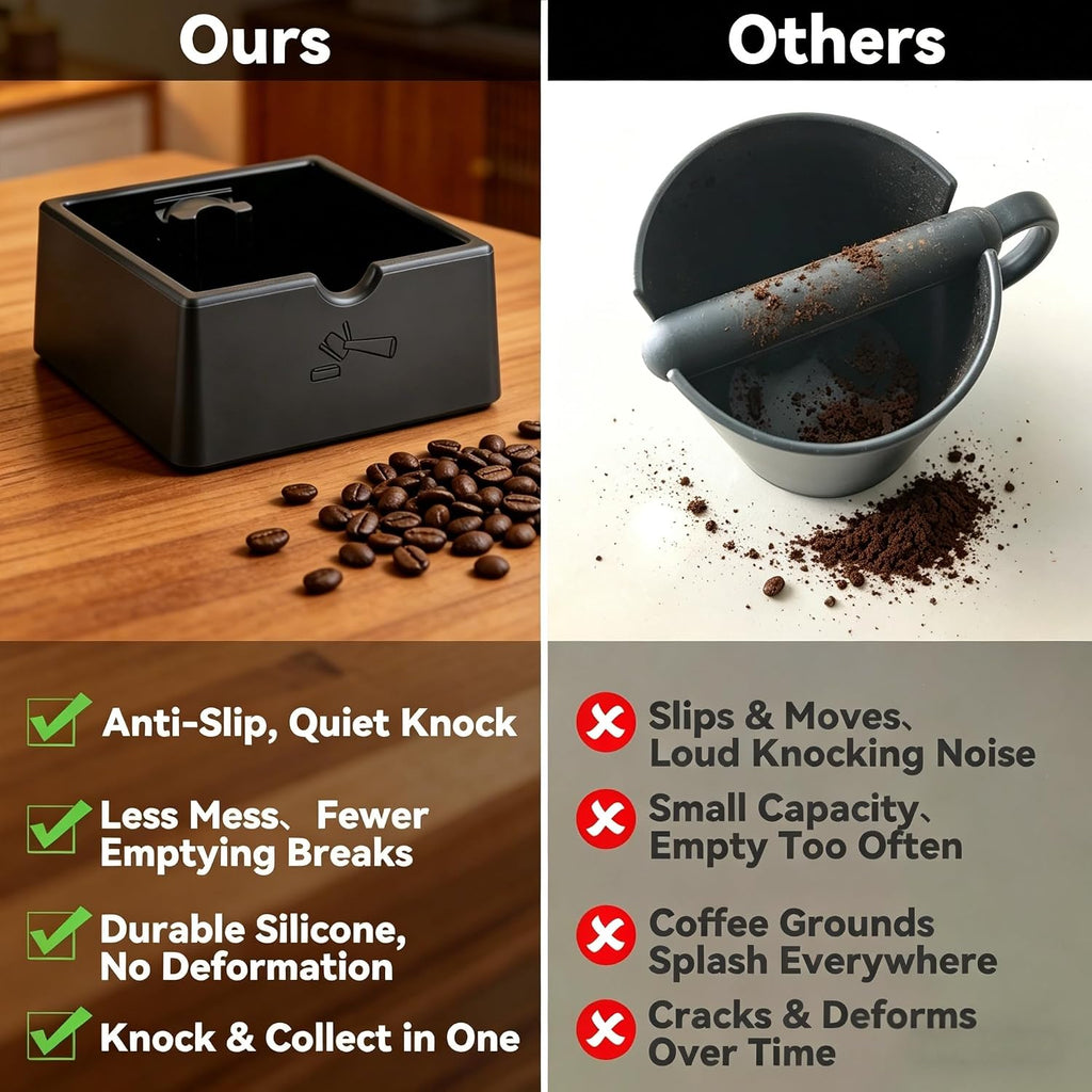 Silicone Espresso Knock Box, Quiet Non-Slip Coffee Puck Bin, Durable Barista Knock Box for Coffee Grounds, Universal Countertop Espresso Accessories