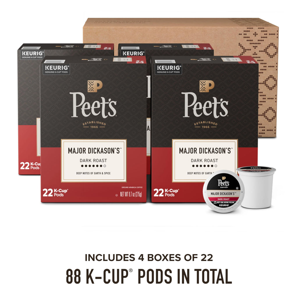 Peet's Coffee, Dark Roast Keurig K-Cup Pods, 100% Arabica Coffee - Major Dickason's Blend 75 Count (1 Box of 75 Pods)