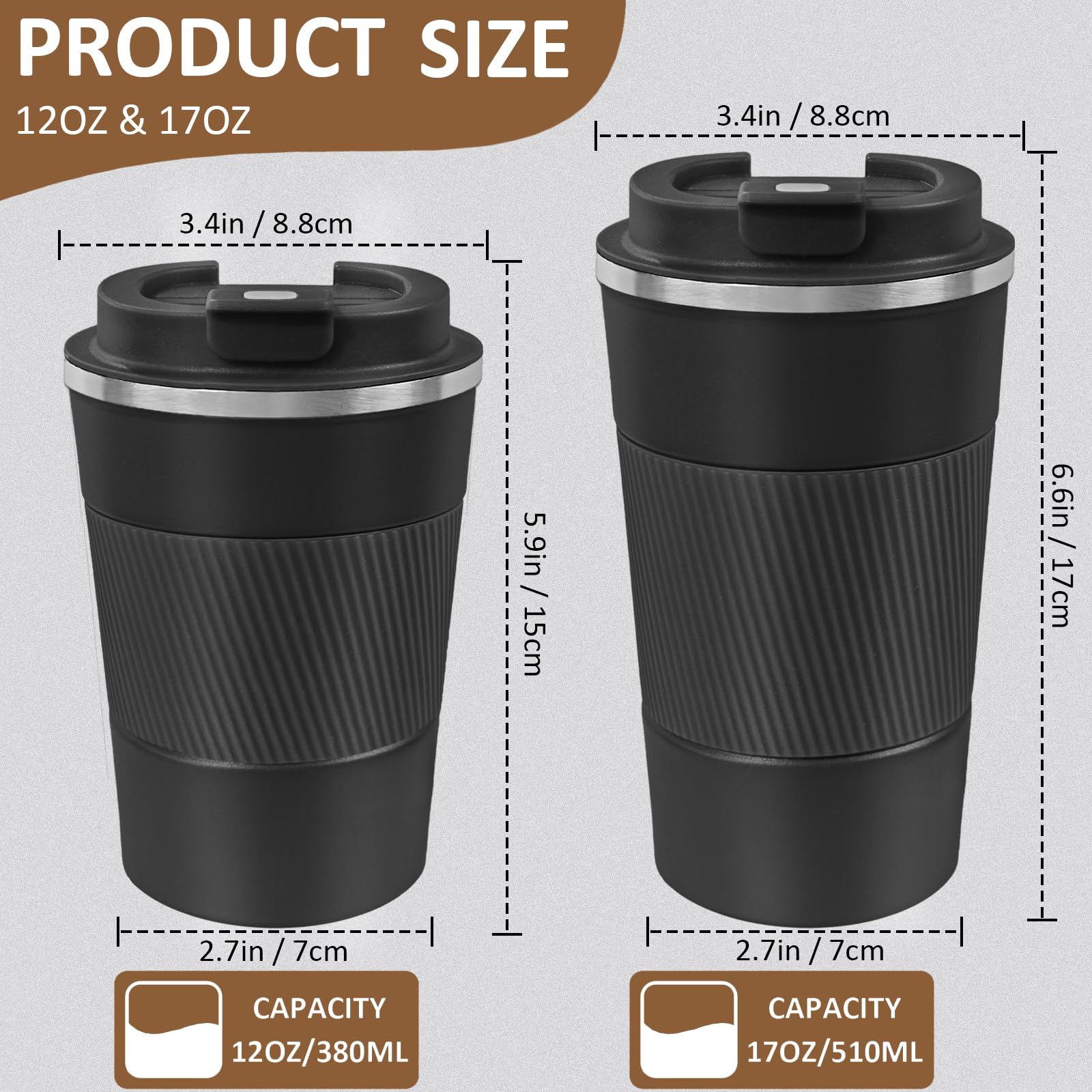 4 Pack Insulated Coffee Mug with Lid 17oz Travel Coffee Tumbler Stainless Steel Reusable Coffee Cups Thermal Coffee Mug for Hot and Iced Cold Drinks, Multicolor