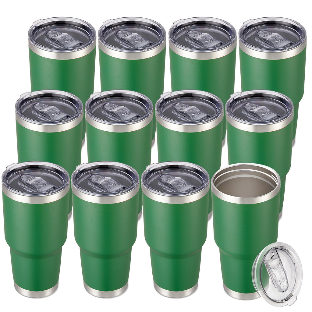 30 oz Tumbler with Lid Stainless Steel Tumblers Bulk Vacuum Insulated Cup Reusable Powder Coated Travel Mug Double Wall Leak Proof Cups Keep Cold Drinks for 12 Hours Black, Set of 8
