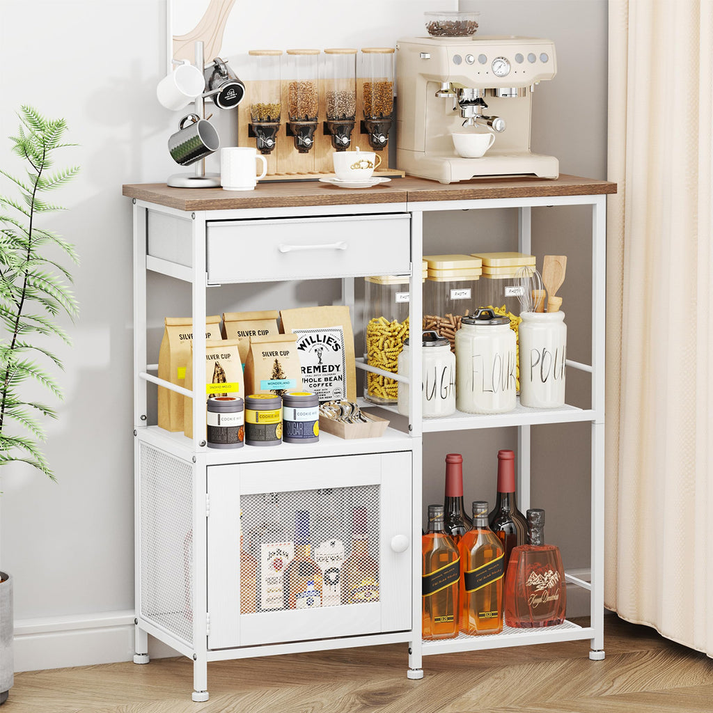 SWTYMIKI Coffee Bar Cabinet for Home - Farmhouse Coffee Stand Station Multi-Purpose Buffet Sideboard Cabinet with Drawers - Kitchen Bar Table for Living Room, Corner, Small Space, Espresso