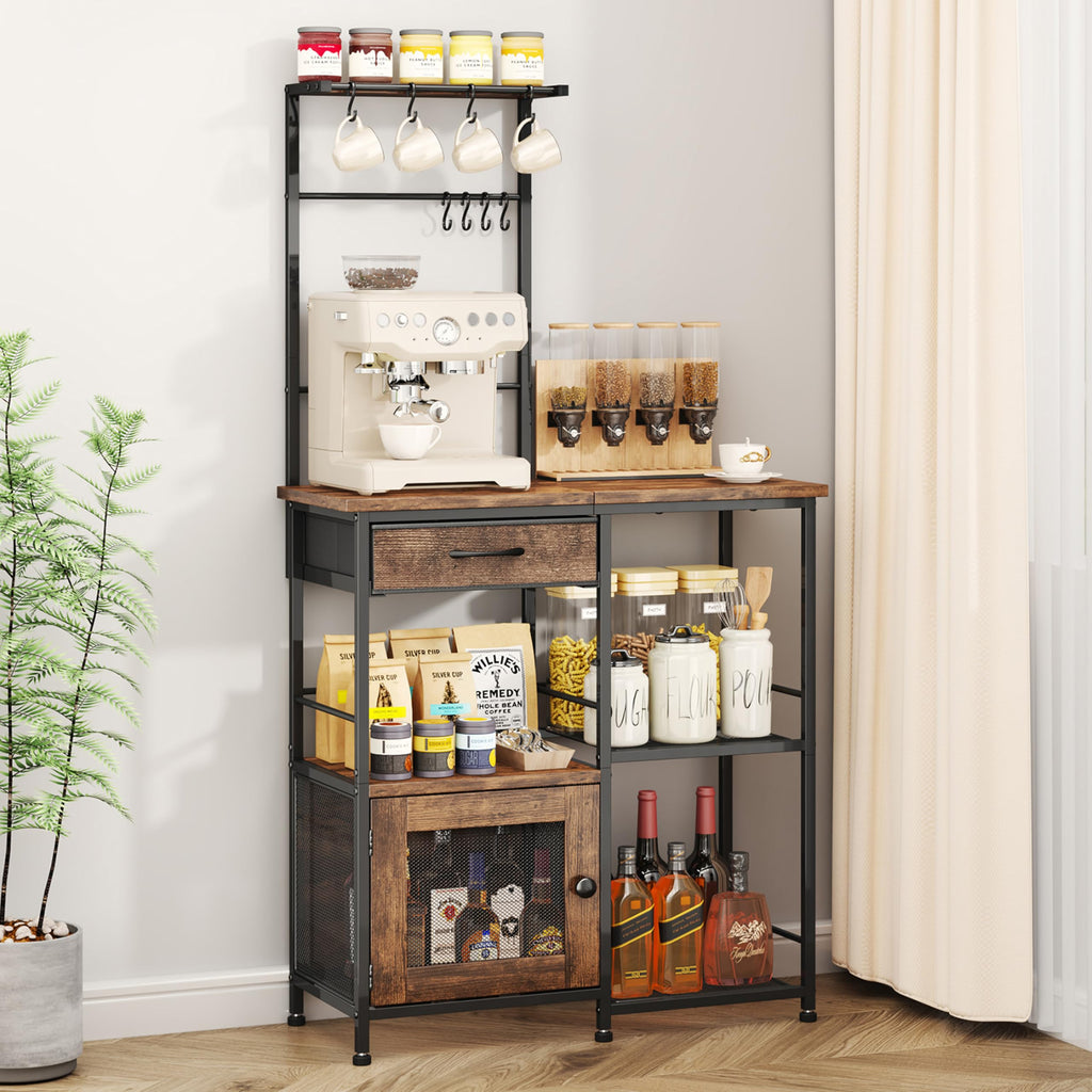 SWTYMIKI Coffee Bar Cabinet for Home - Farmhouse Coffee Stand Station Multi-Purpose Buffet Sideboard Cabinet with Drawers - Kitchen Bar Table for Living Room, Corner, Small Space, Espresso