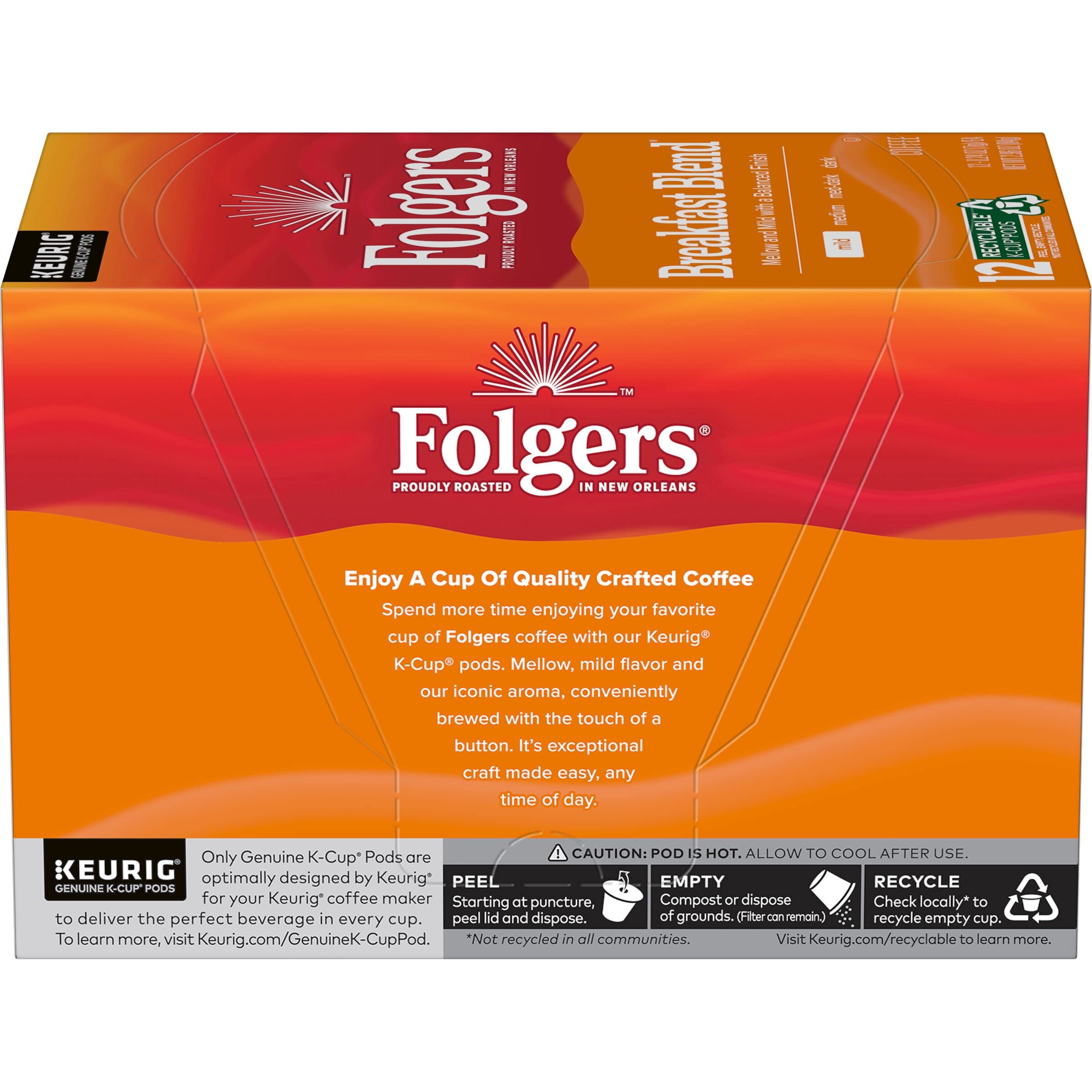 Folgers Black Silk, Dark Roast Coffee, Keurig K-Cup Pods, 12-Count Boxes (Pack of 6)