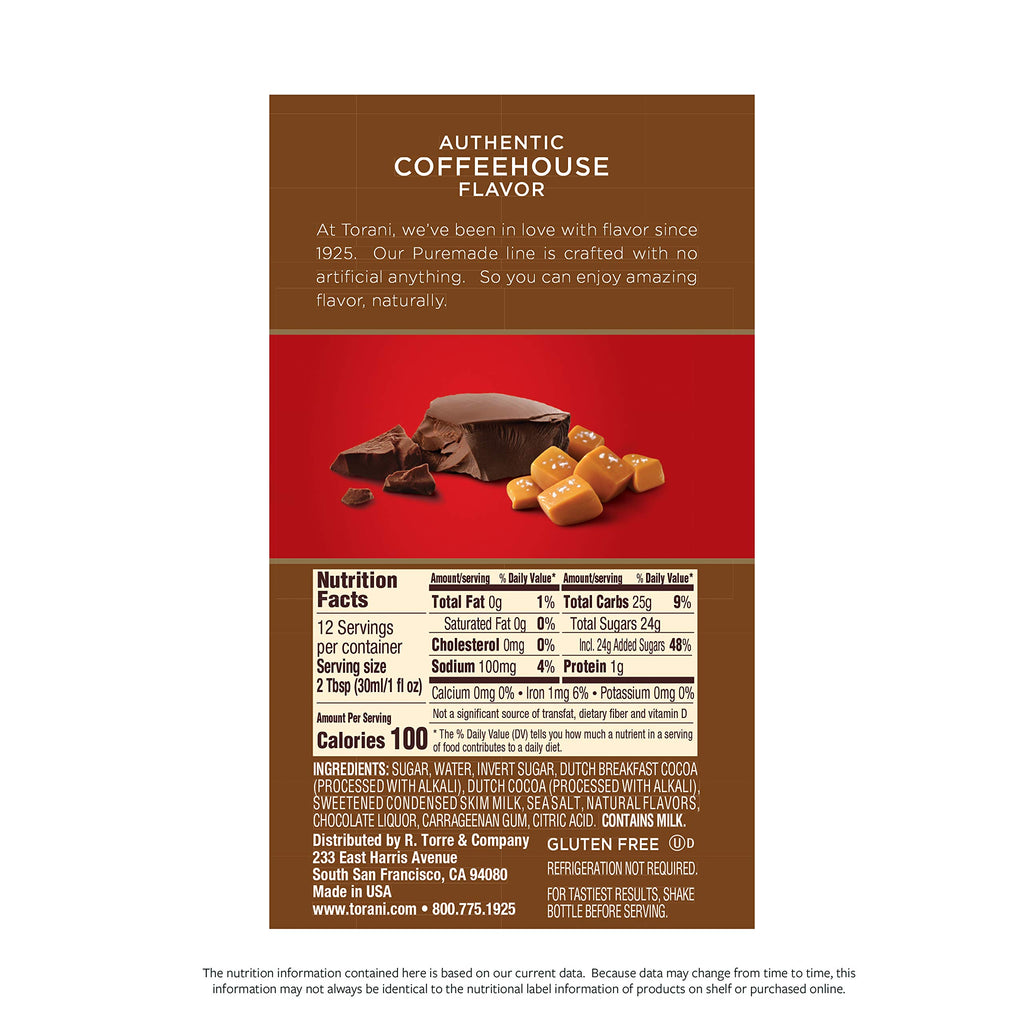 Torani Puremade Dessert & Drink Sauce Variety Pack, Chocolate Caramel, Dark Chocolate, White Chocolate & Caramel, 16.5 fl oz (Set of 4)