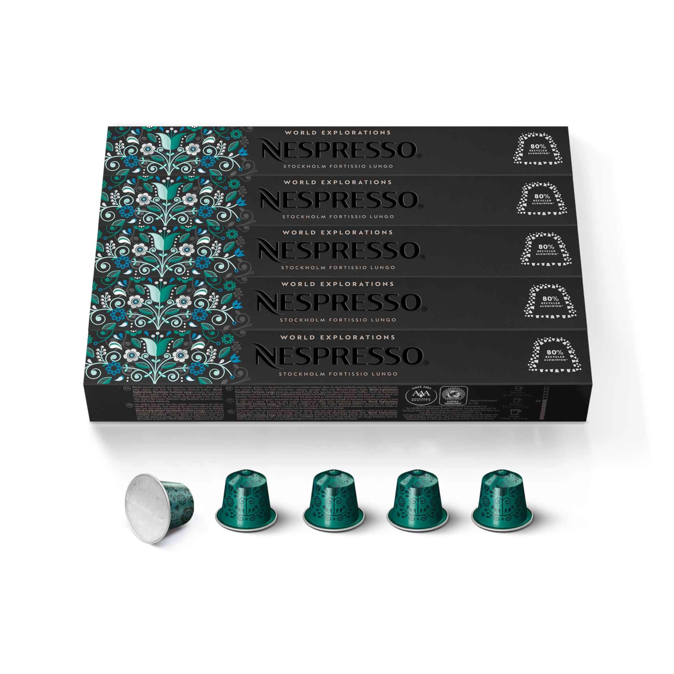 Nespresso Capsules Original Line, Morning Lungo Blends Variety Pack, Mild to Medium to Dark Roast Coffee, 50-Count Coffee Pods