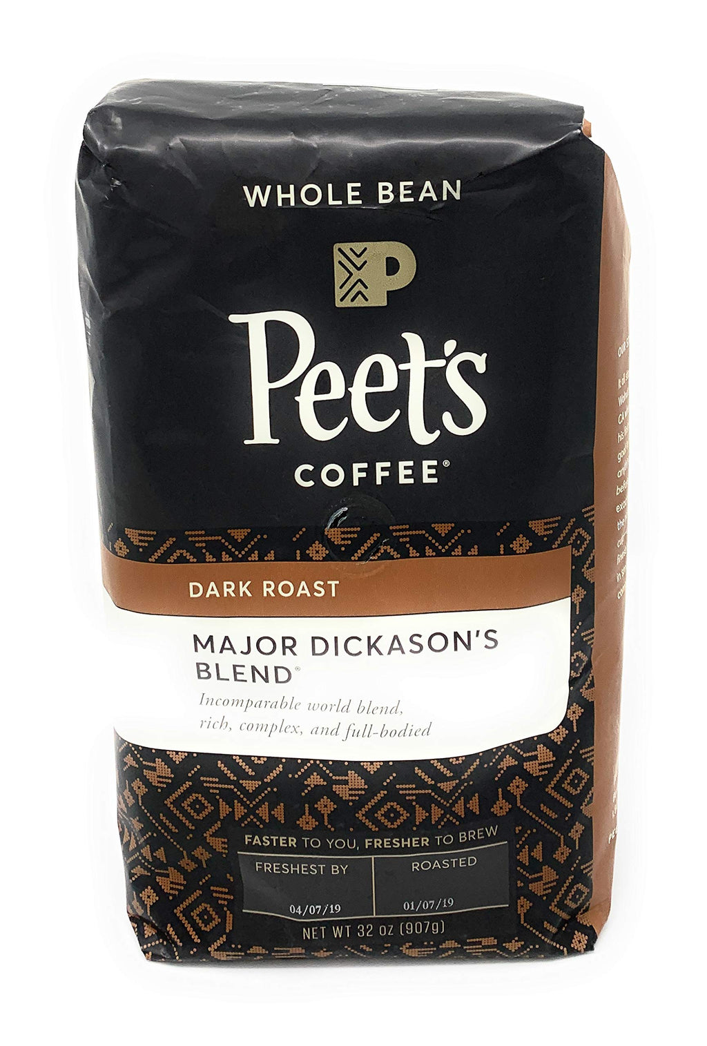 Peet's Coffee, Dark Roast Whole Bean Coffee, 100% Arabica Coffee - Major Dickason's Blend 18 Ounce Bag