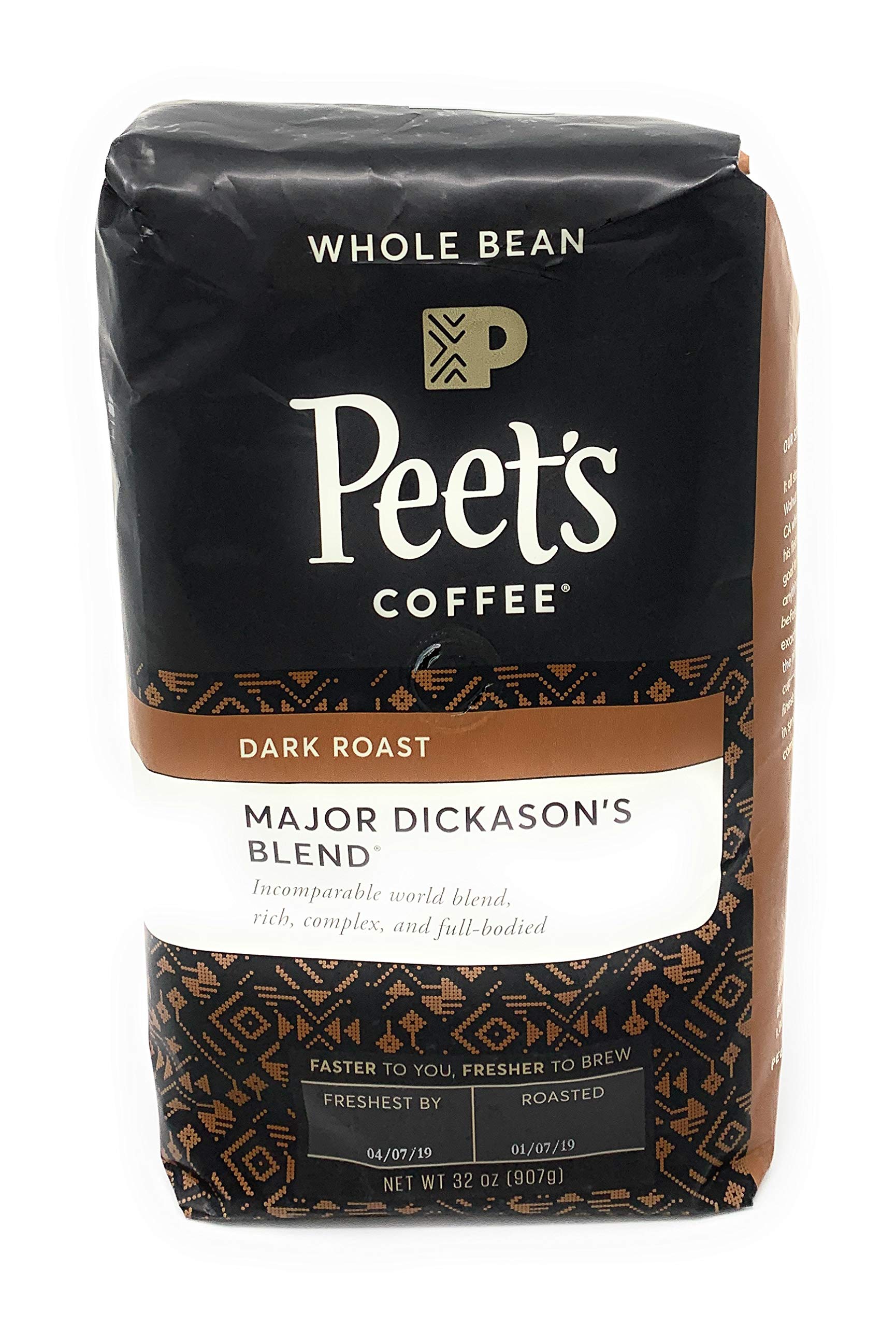 Peet's Coffee, Dark Roast Whole Bean Coffee, 100% Arabica Coffee - Major Dickason's Blend 18 Ounce Bag
