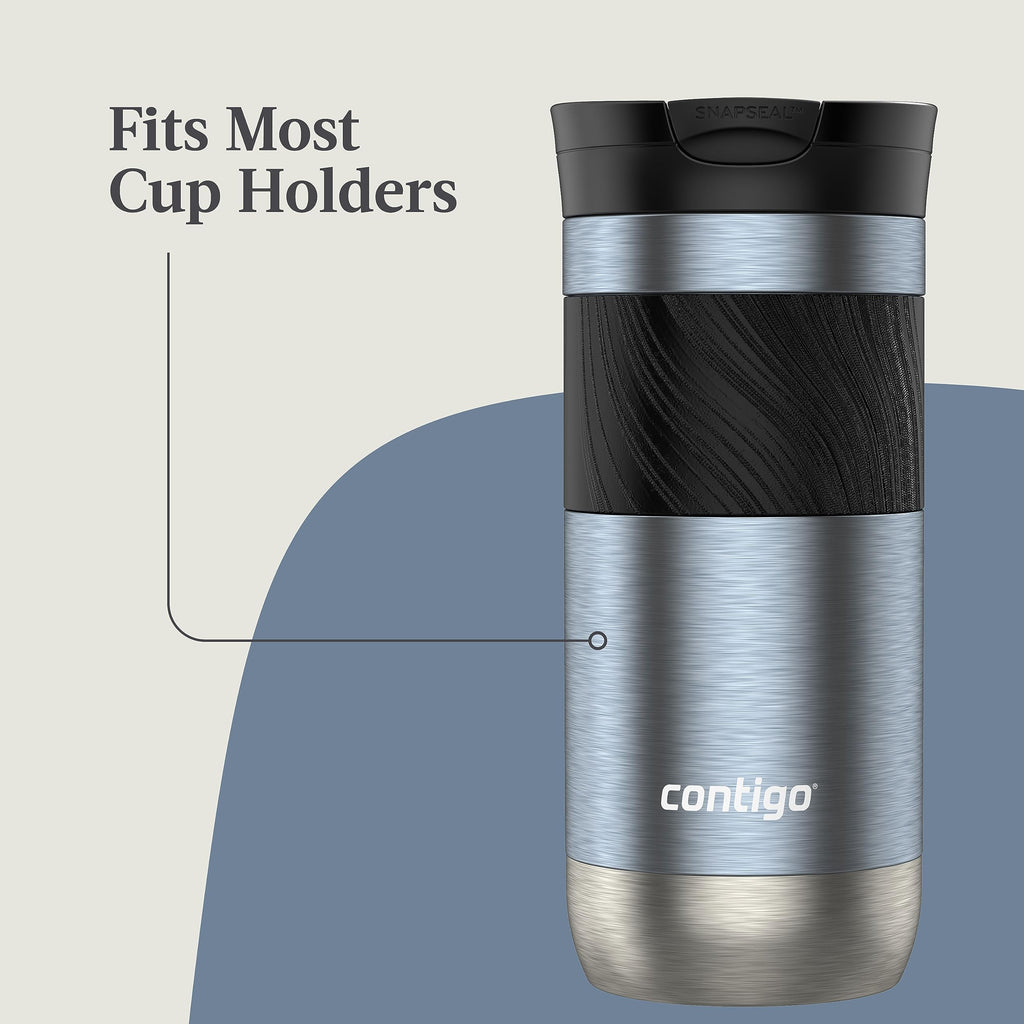 Contigo Byron Vacuum-Insulated Stainless Steel Travel Mug with Leak-Proof Lid Reusable Coffee Mug or Water Bottle BPA-Free 16oz Licorice Keeps Beverages Hot for 6 Hours or Cold for 12 Hours