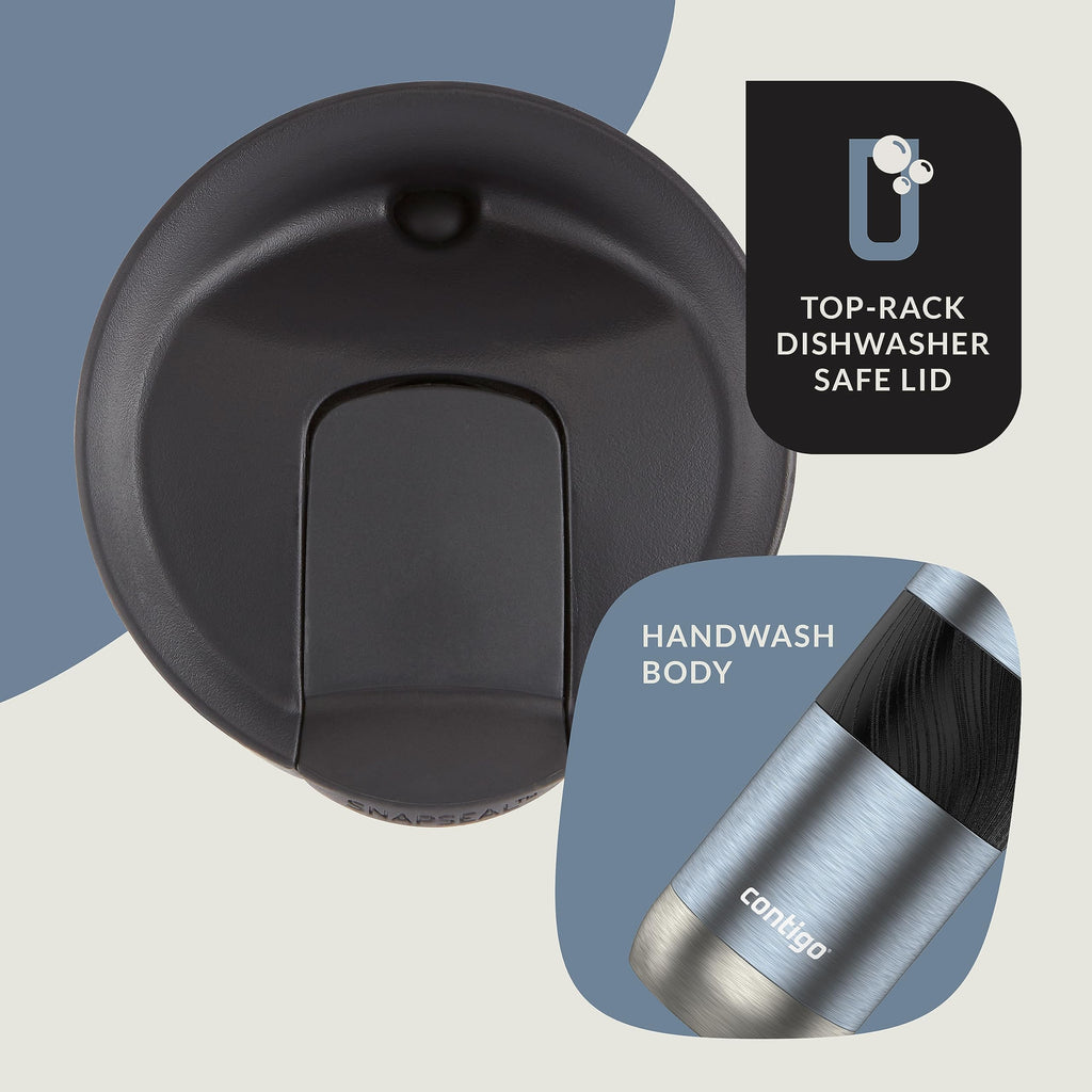 Contigo Byron Vacuum-Insulated Stainless Steel Travel Mug with Leak-Proof Lid Reusable Coffee Mug or Water Bottle BPA-Free 16oz Licorice Keeps Beverages Hot for 6 Hours or Cold for 12 Hours