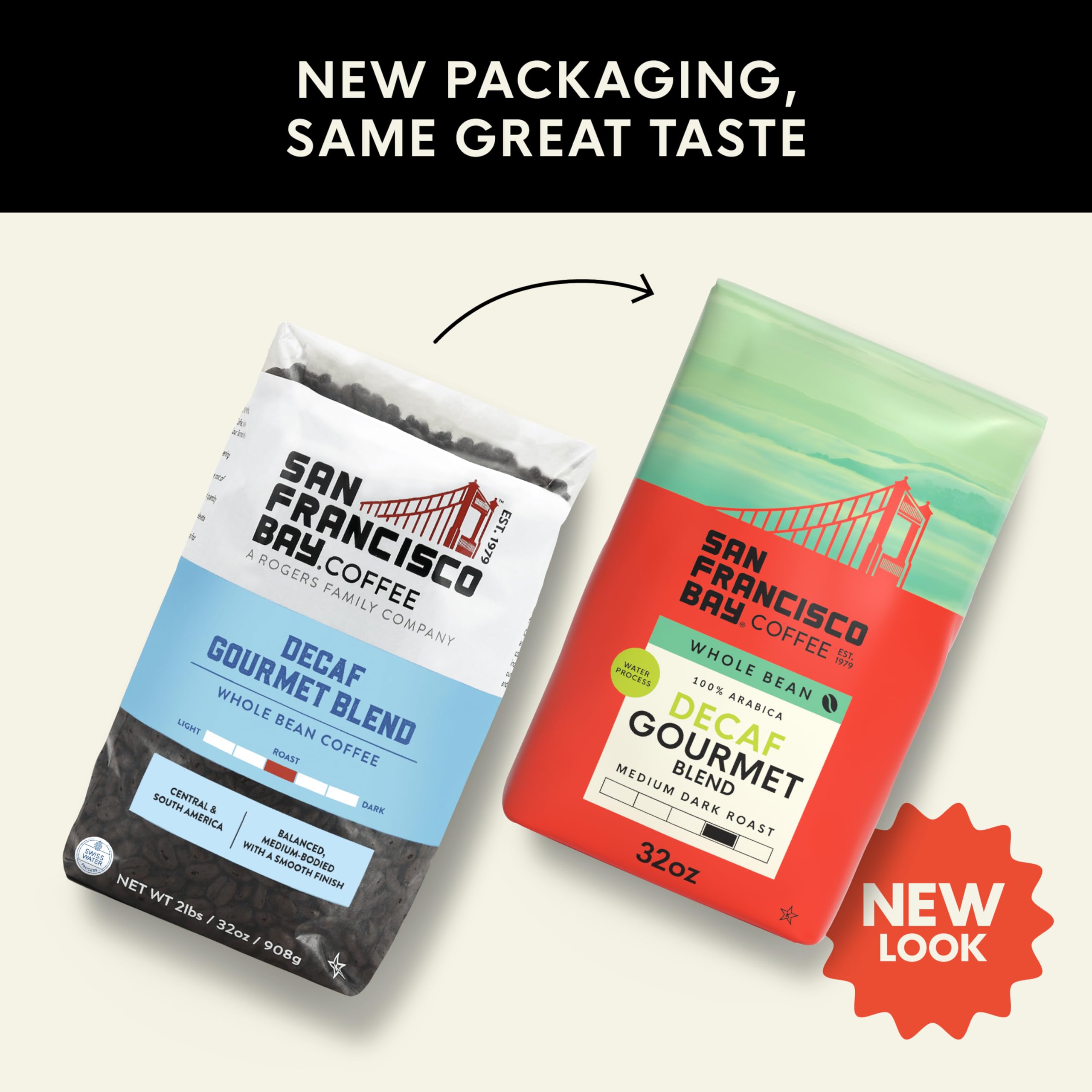 San Francisco Bay Coffee - Medium-Dark Roast Whole Bean Coffee - Fog Chaser (2 lb bag)