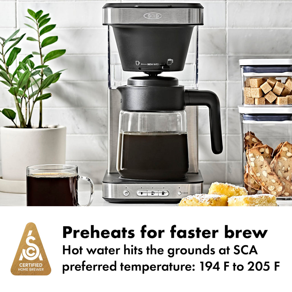 OXO Brew 8-Cup Coffee Maker - Single-Serve & Carafe, Thermal Stainless Steel, SCA Certified