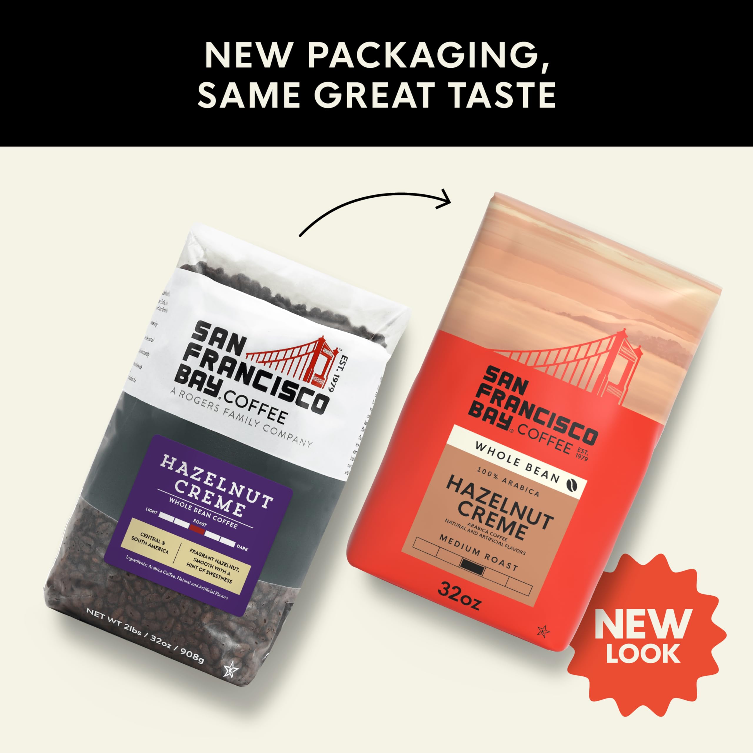 San Francisco Bay Coffee - Medium-Dark Roast Whole Bean Coffee - Fog Chaser (2 lb bag)