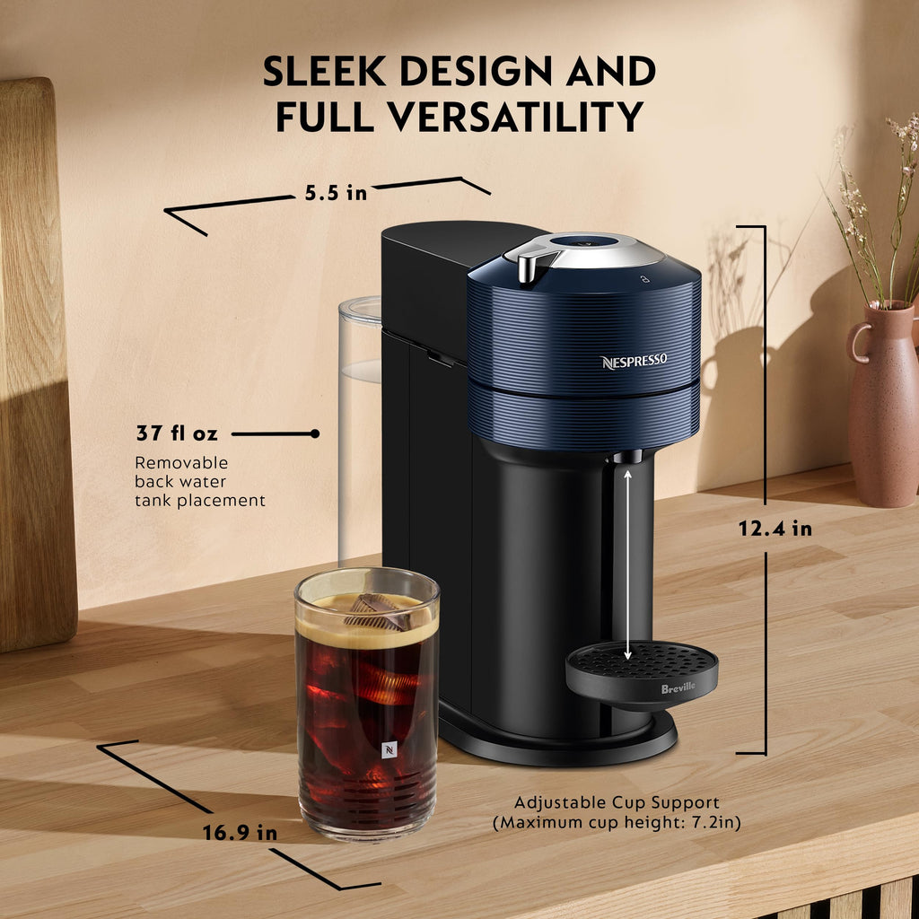 Nespresso Vertuo Next Coffee and Espresso Maker by Breville, with Aeroccino Milk Frother, Light Grey