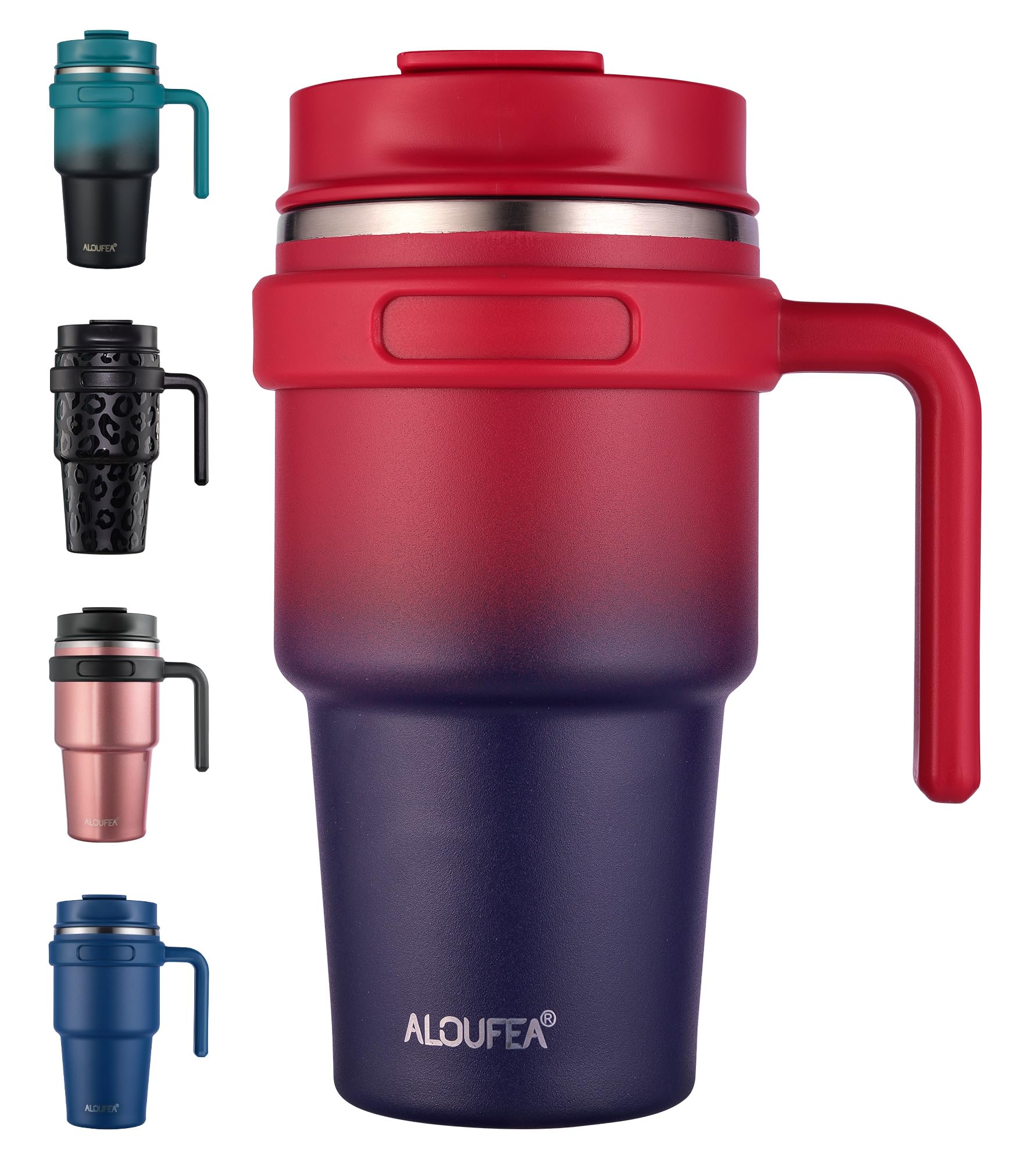 20 oz Insulated Coffee Mug Tumbler with Handle, Stainless Steel Travel Mug Tumbler with Lid and Straw,Double Wall Vacuum Leak Proof Ice Coffee Thermal Cup, Black