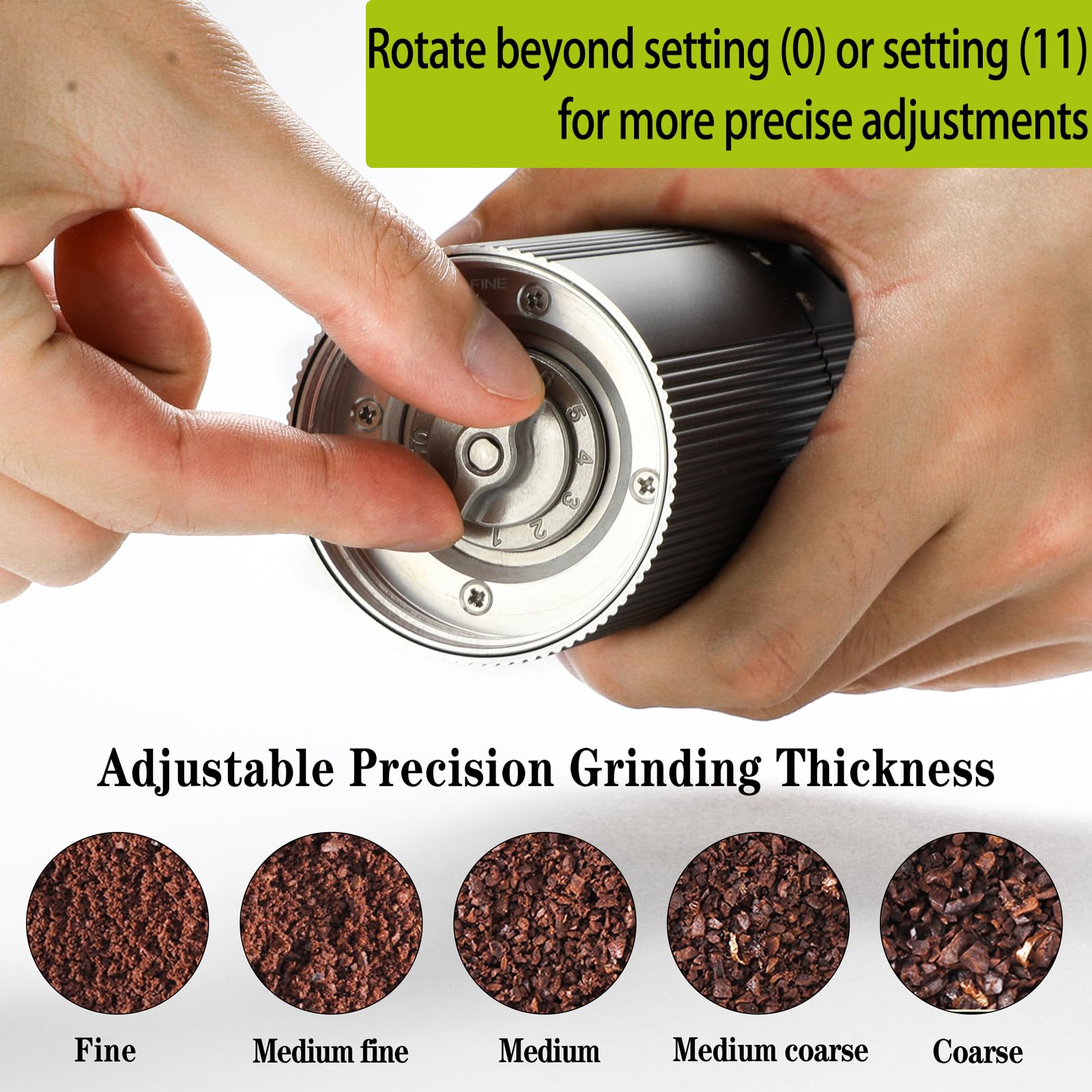 Portable Coffee Grinder Electric Burr Coffee Grinder with 45 Adjustable Settings, Rechargeable Coffee Grinders for Espresso, Travel, Camping and Office (Silver)
