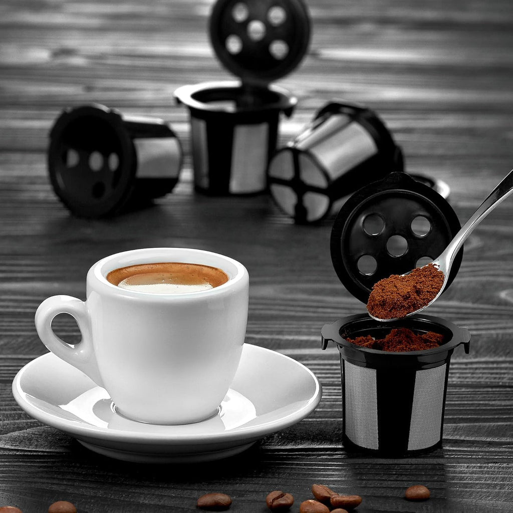 4 Reusable K Cups for Keurig K Supreme, K Supreme Plus, K Slim with Multistream Technology, K-Duo Hot & Iced Single Serve (Gen 2) - 4 Black Refillable Kcups Coffee Filters for Keurig Coffee Makers