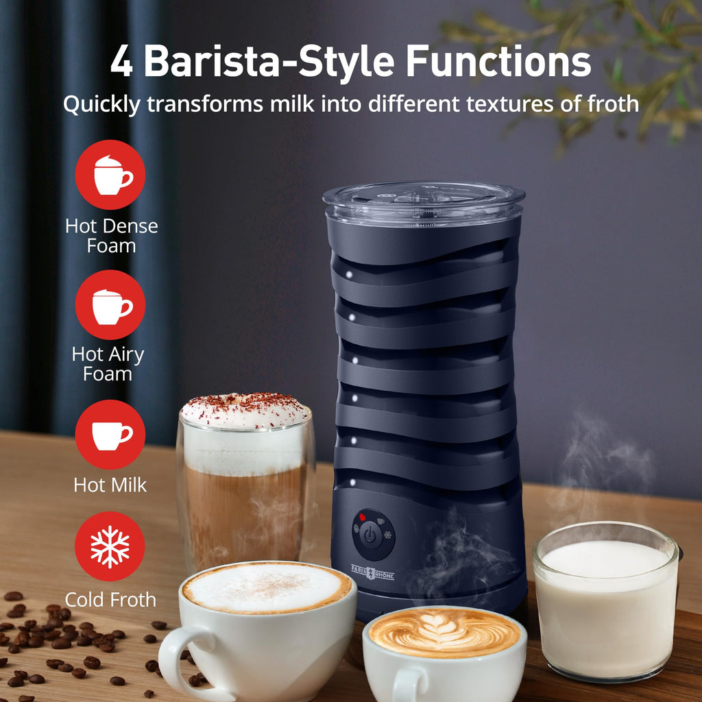 Electric Milk Frother, Paris Rhône 4-in-1 Milk Steamer and Frother, Hot & Cold Foam Milk Warmer with Temperature Control, Auto Shut-Off Frothers for Coffee, Latte,Macchiato, Cappuccino