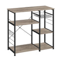VASAGLE Baker's Rack, Coffee Bar Stand with Charging Station, 35.6 Inches Tall, Storage Shelves, Pull-Out Wire Basket, Table for Microwave, Kitchen, Rustic Brown and Ink Black UKKS036K01