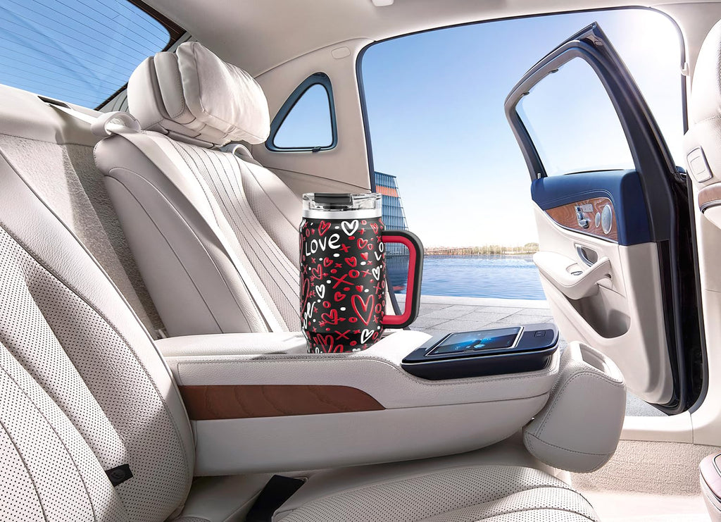 Meoky 32 oz Tumbler with Handle, Insulated Tumbler with Lid and Straw, Stainless Steel Travel Mug, Keeps Cold for 24 Hours, 100% Leak Proof, Fits in Car Cup Holder (Night)