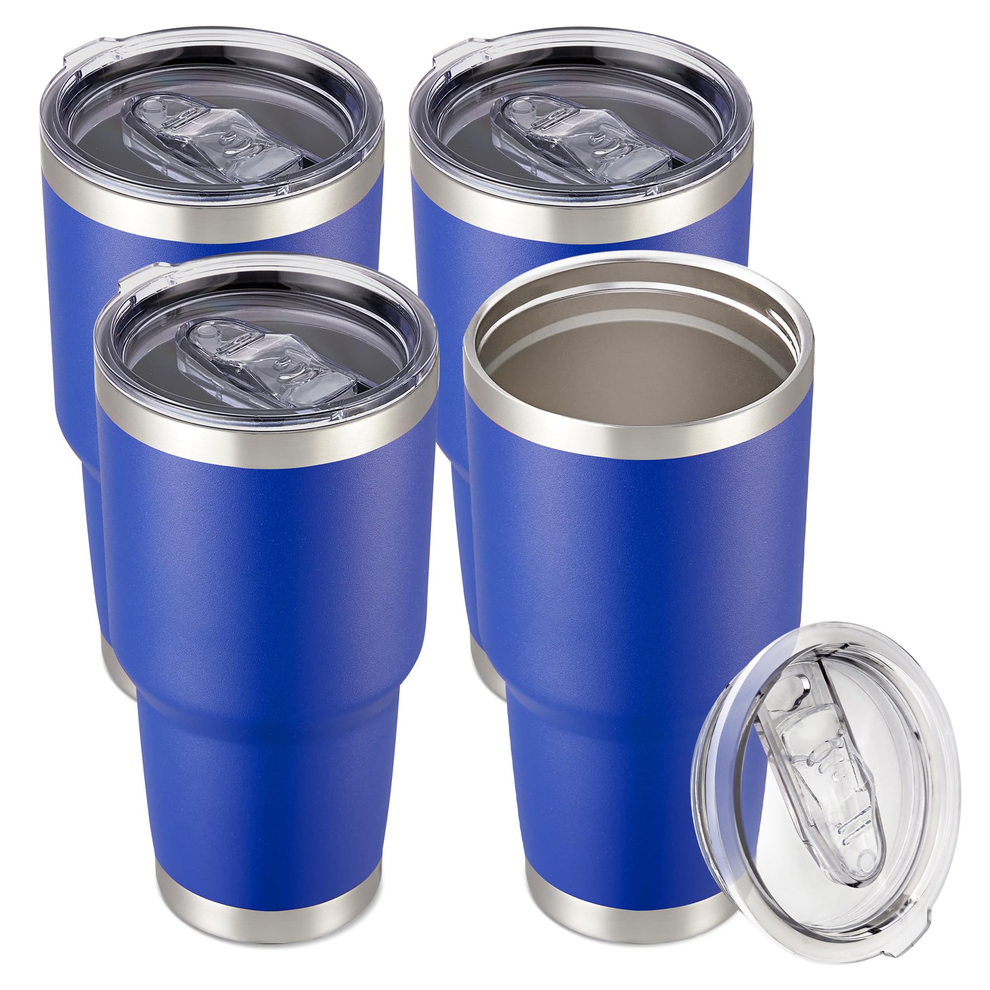 30 oz Tumbler with Lid Stainless Steel Tumblers Bulk Vacuum Insulated Cup Reusable Powder Coated Travel Mug Double Wall Leak Proof Cups Keep Cold Drinks for 12 Hours Black, Set of 8