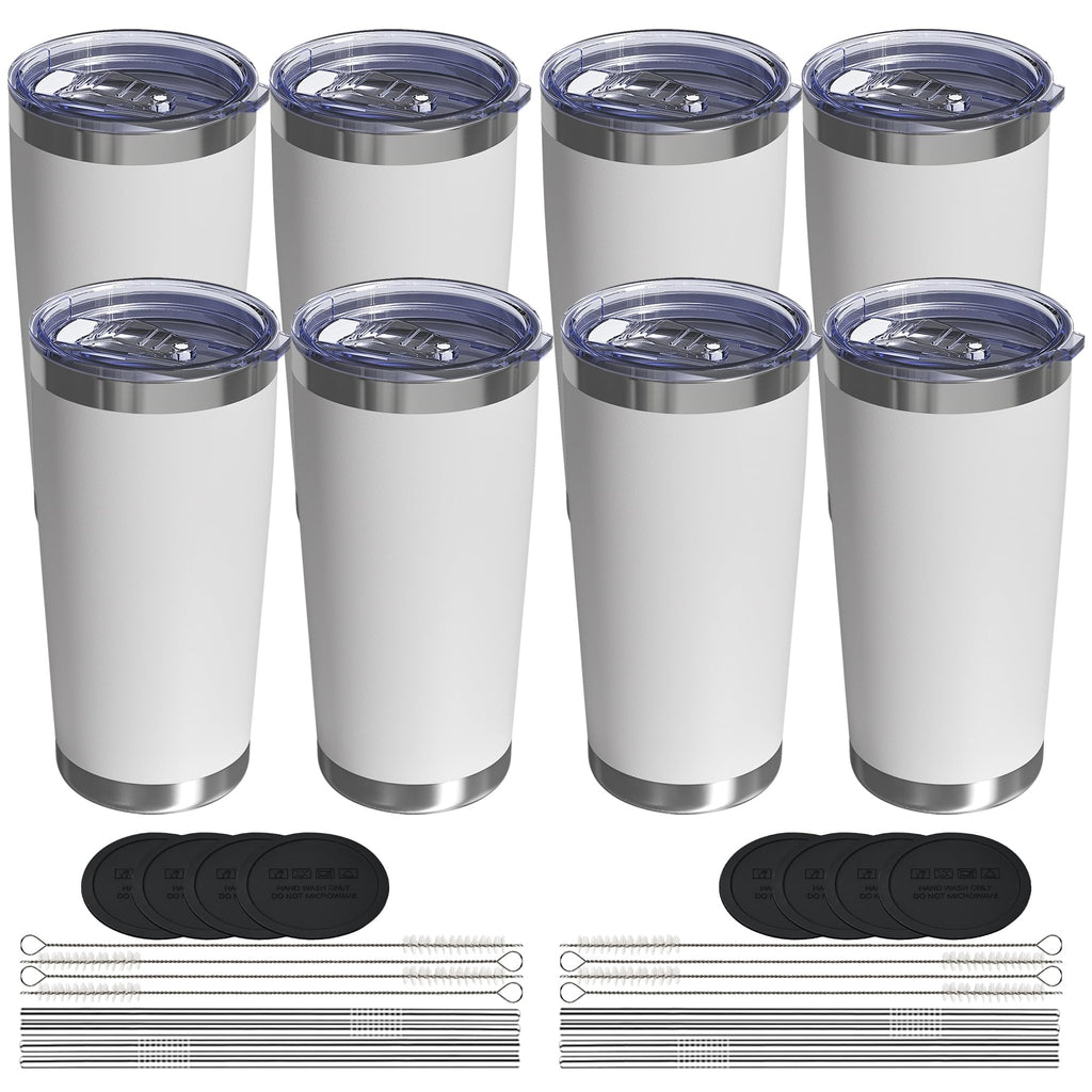 Travel Coffee Tumbler 20oz, Travel Coffee Mug with Dual Lids and Straw, Stainless Steel Double Wall Vacuum Insulated Tumbler for Hot/Iced Drinks (Textured Matte, Navy Blue)