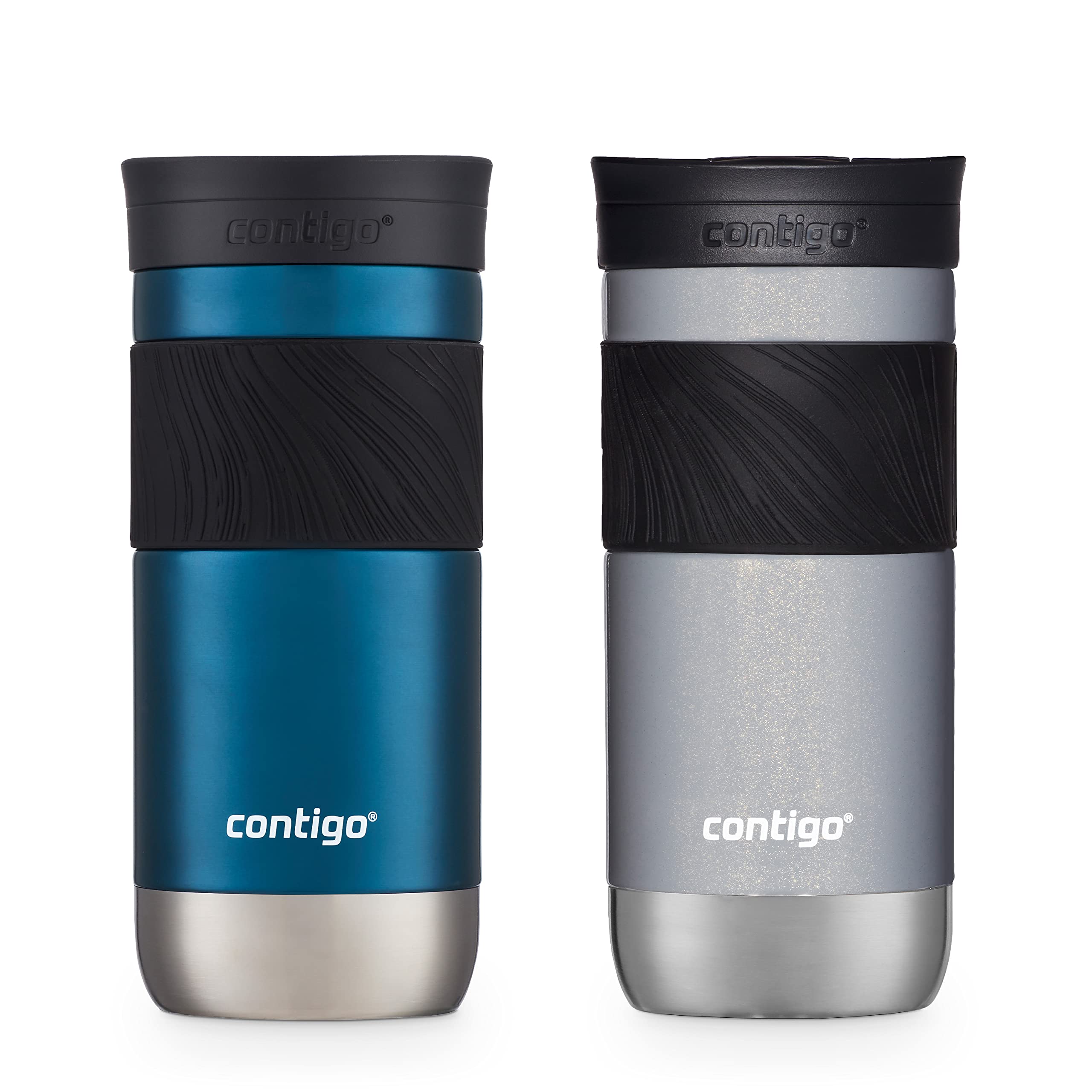 Contigo Byron Vacuum-Insulated Stainless Steel Travel Mug with Leak-Proof Lid Reusable Coffee Mug or Water Bottle BPA-Free 16oz Licorice Keeps Beverages Hot for 6 Hours or Cold for 12 Hours