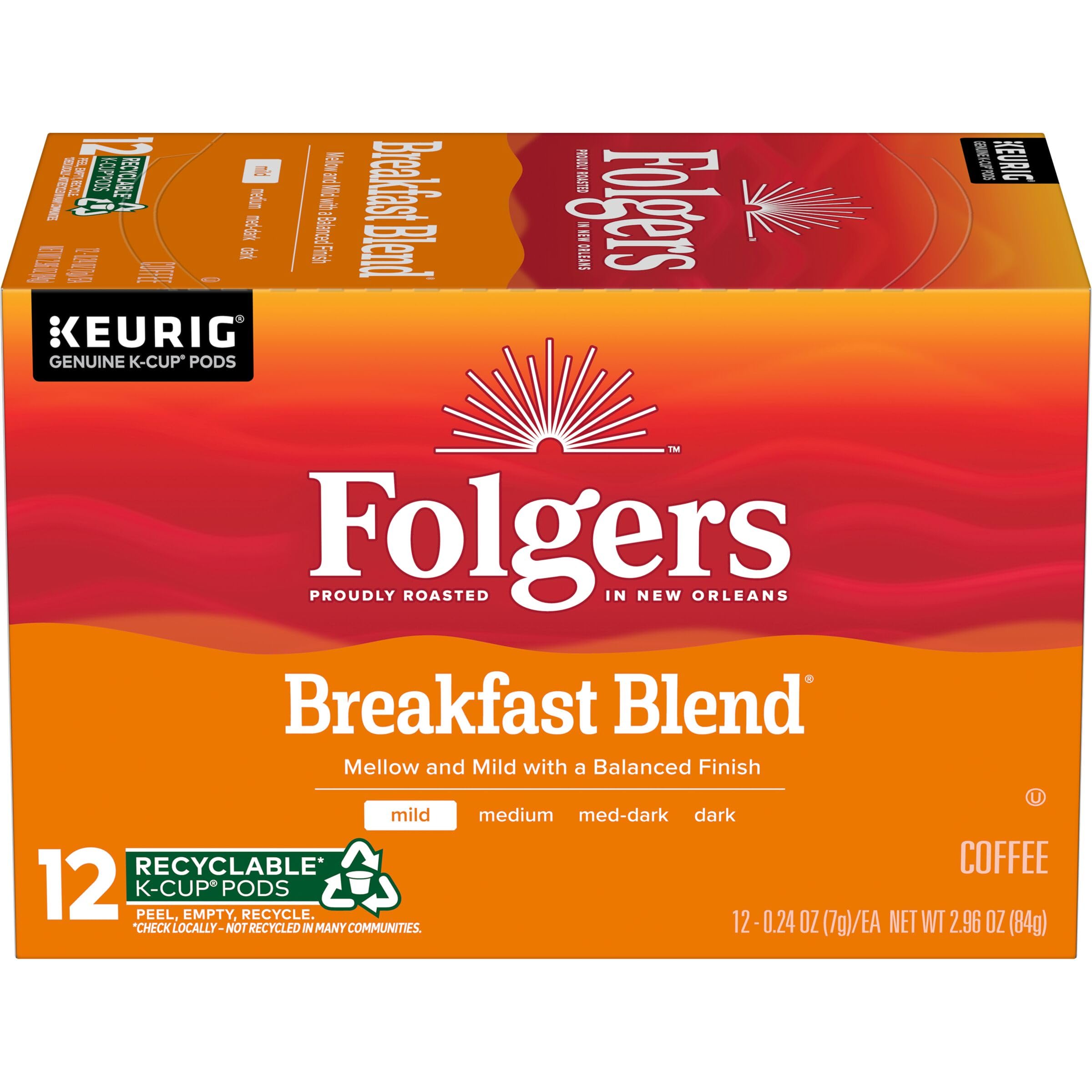 Folgers Black Silk, Dark Roast Coffee, Keurig K-Cup Pods, 12-Count Boxes (Pack of 6)