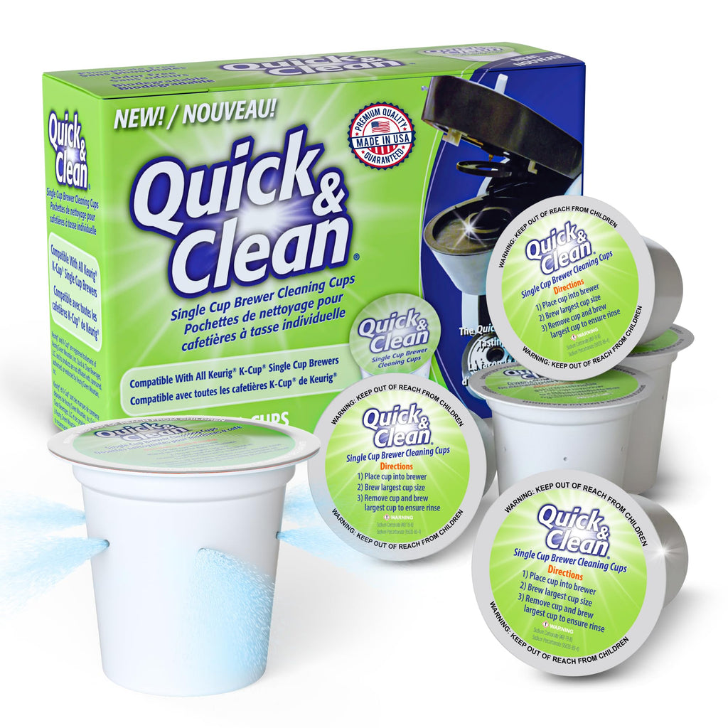 Quick & Clean [6-Pack] Keurig Cleaning Pods - K Cup Cleaner Pod For Keurig - 2.0 Coffee Machine Compatible, Removes Stains, Non-Toxic and Eco-Friendly