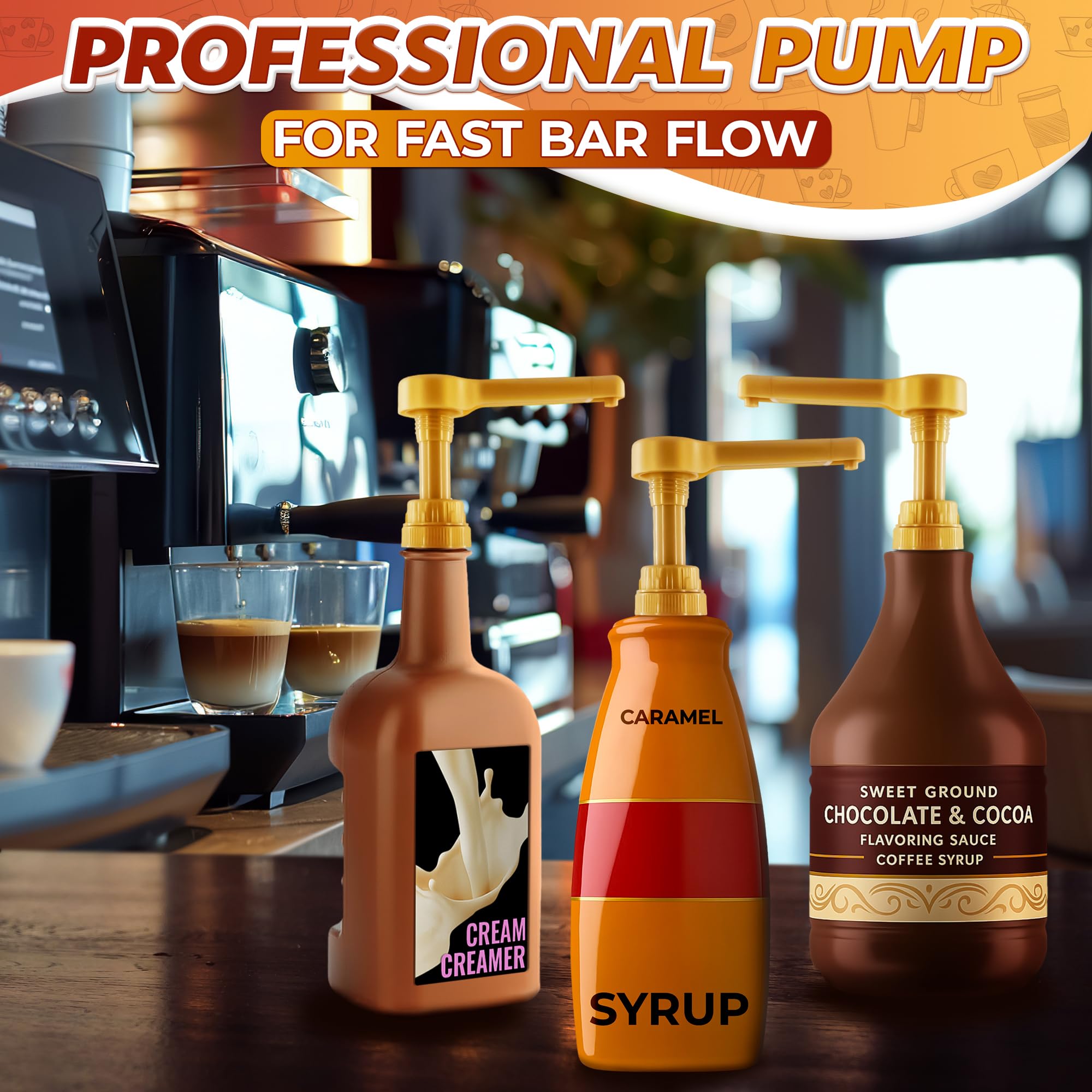 4 Pcs Coffee Syrup Pump Dispenser - Works as Skinny and Torani Syrup Pump - Fits Various 25.4 oz Bottles, Precise Dispensing 0.3oz & Lockable Design, Easy to Use & Clean, Ideal for Liquids