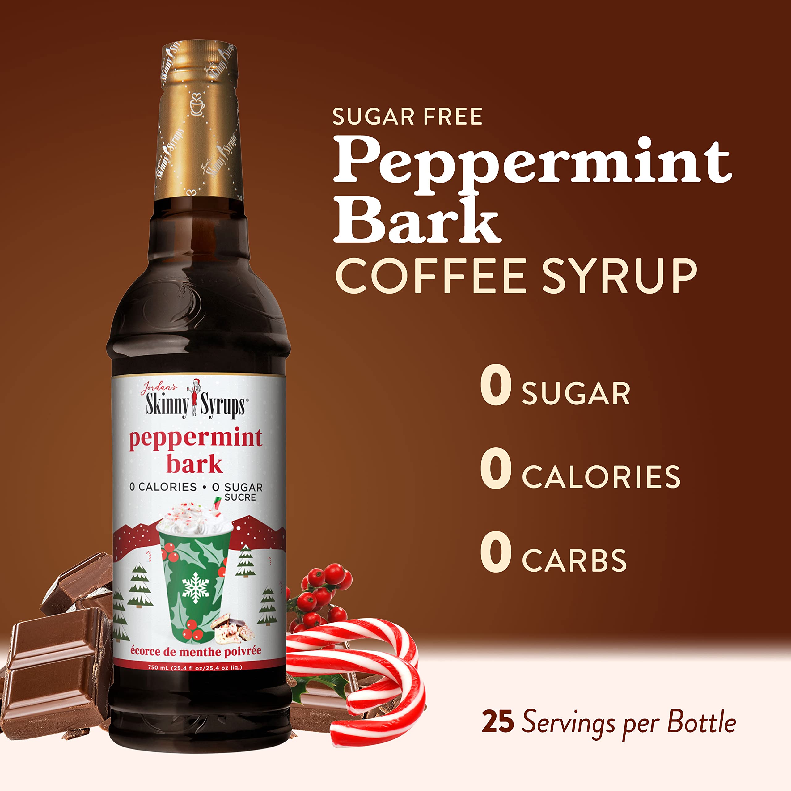 Jordan's Skinny Mixes Sugar Free Coffee Syrup, Holiday Fall Syrup Trio Coffee Flavoring Syrup, Zero Calorie Drink Mix for Lattes, Baking, Protein Shake, Dairy & Gluten Free, Kosher,12.7 Fl Oz, 3 Pack