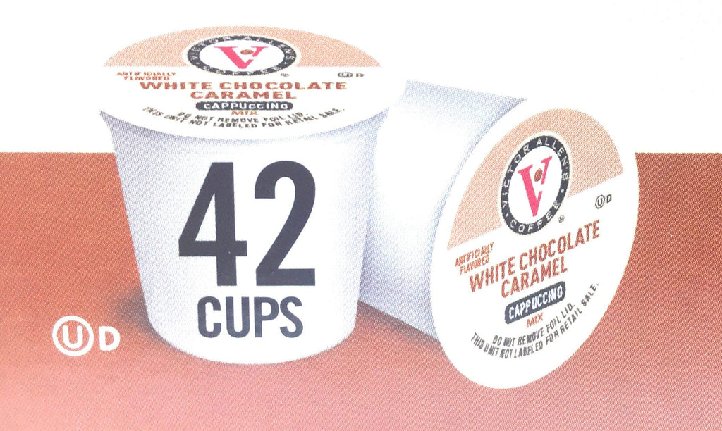 Victor Allen's Coffee White Chocolate Caramel Flavored Cappuccino, 42 Count, Single Serve Cups for Keurig K-Cup Brewers