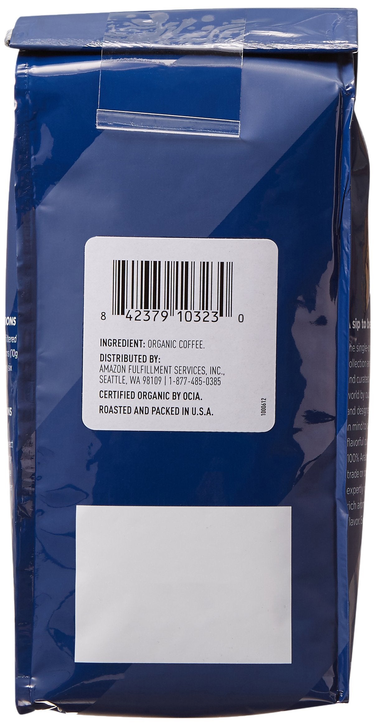 Amazon Fresh, Organic Fair Trade Peru Whole Bean Coffee, Medium Roast, 12 Oz
