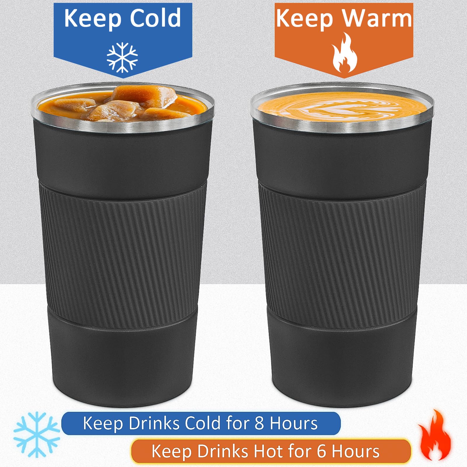 4 Pack Insulated Coffee Mug with Lid 17oz Travel Coffee Tumbler Stainless Steel Reusable Coffee Cups Thermal Coffee Mug for Hot and Iced Cold Drinks, Multicolor