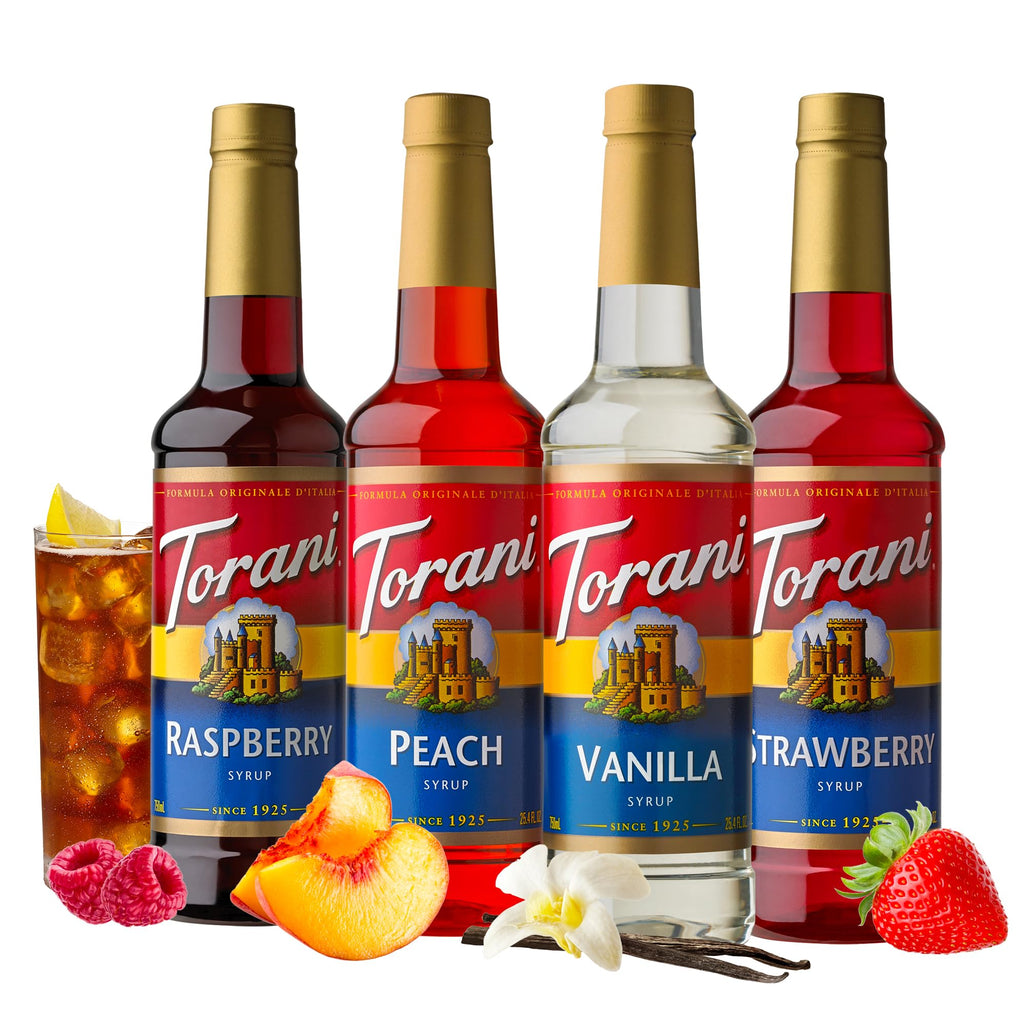 Torani Variety Pack Caramel, French Vanilla, Vanilla & Hazelnut, 25.4 Ounces (Pack of 4)
