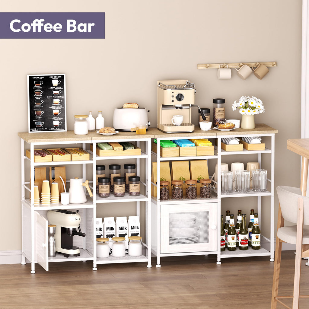 SWTYMIKI Coffee Bar Cabinet Station - Farmhouse Small Coffee Stand Station with Doors, Rustic Storage Organizer for Kitchen, Buffet Sideboard Cabinet Table for Home, Office, Corner, Bar, Espresso