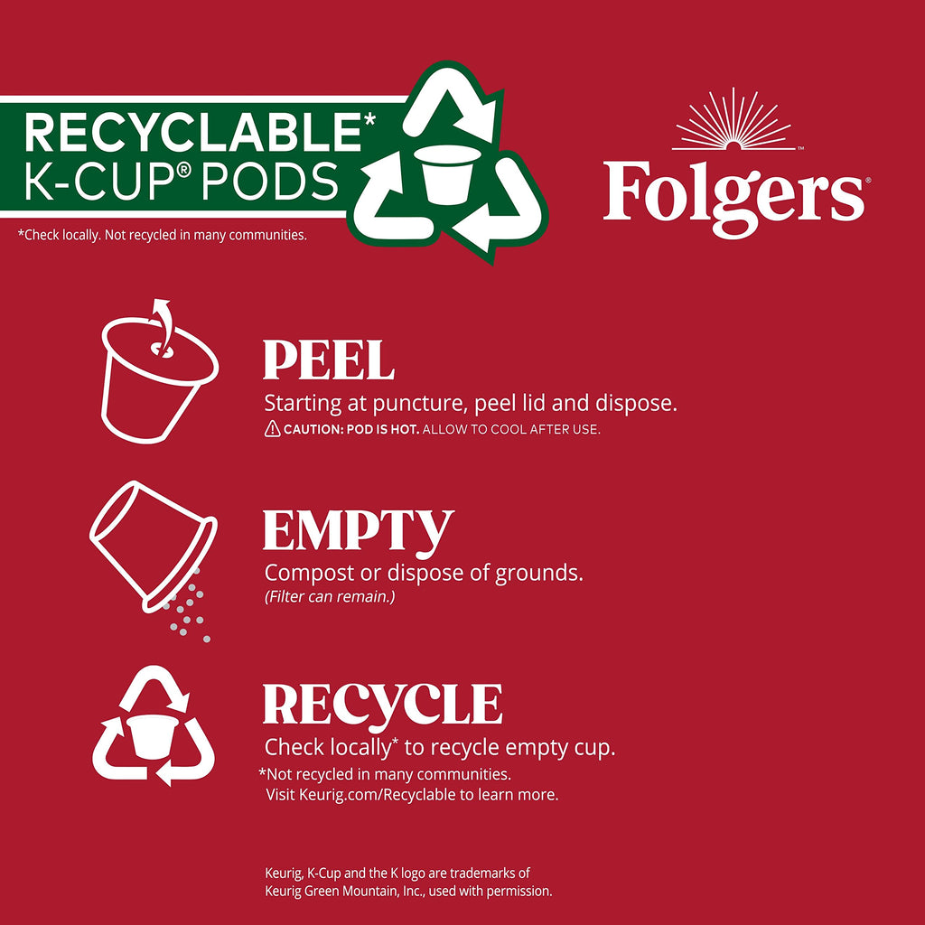 Folgers French Vanilla Artificially Flavored Coffee, Keurig K-Cup pods, 10 Count Box (Pack of 6)