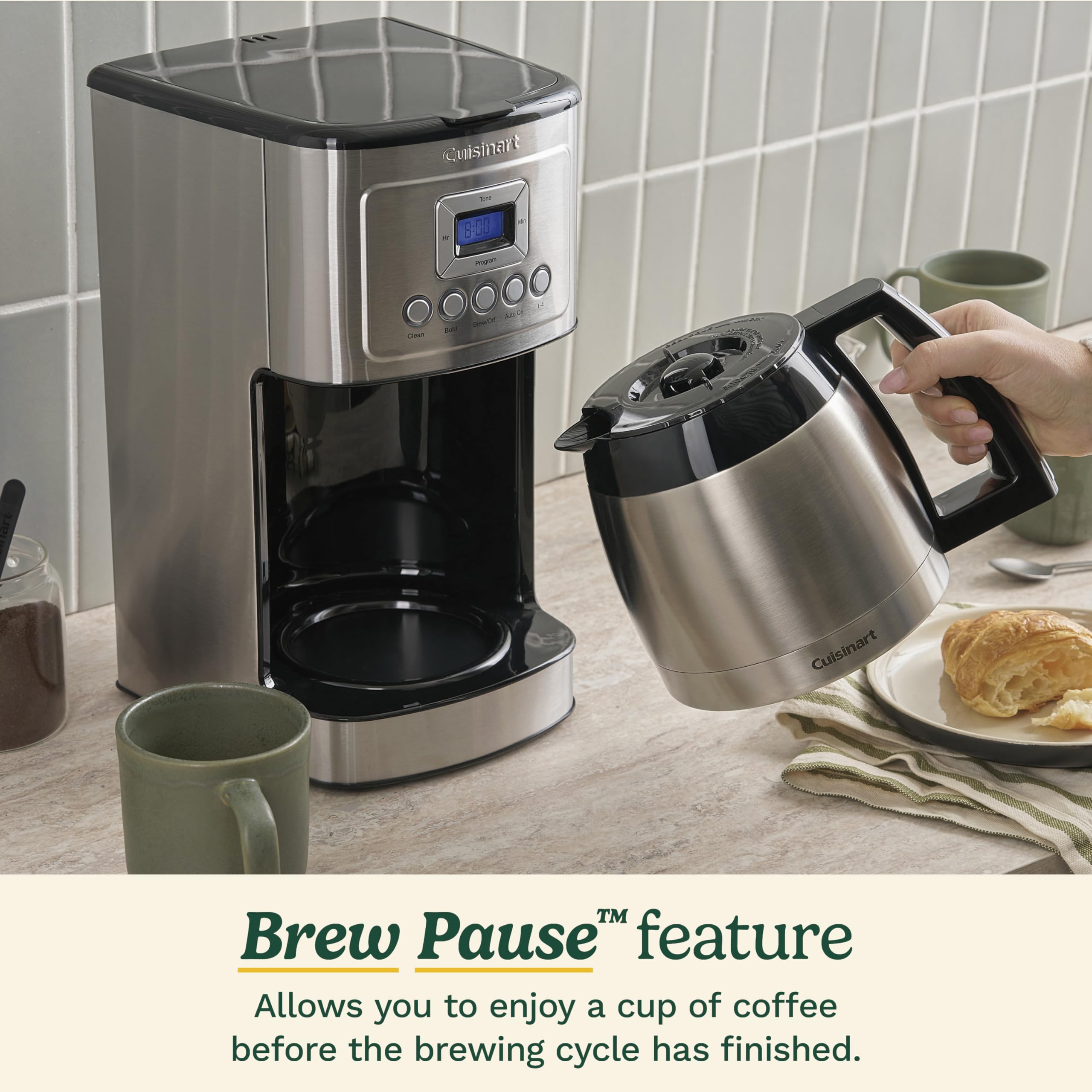 Cuisinart 12-Cup Coffee Maker, Programmable PerfecTemp Thermal Carafe Coffee Machine with 1-4 Cup Setting, Brew Strength Control and Brew Pause, Stainless Steel, DCC-3400NAS, Silver