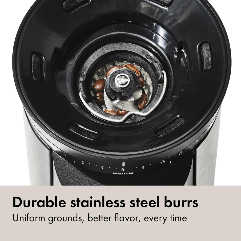 OXO Brew Conical Burr Coffee Grinder - Silver, Stainless Steel Burrs, One-Touch Automatic Smart Grind
