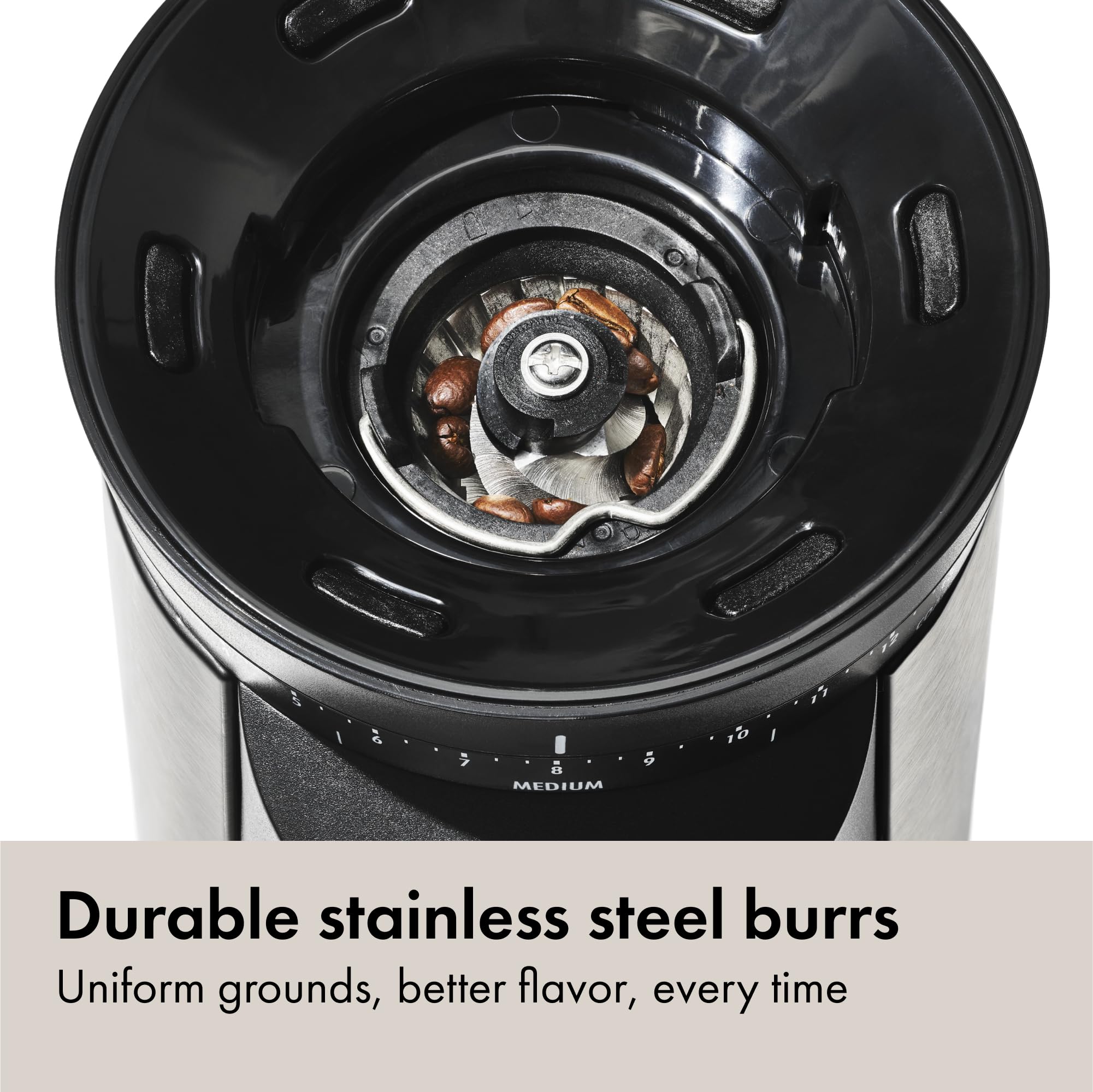 OXO Brew Conical Burr Coffee Grinder - Silver, Stainless Steel Burrs, One-Touch Automatic Smart Grind