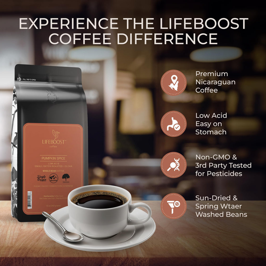 Lifeboost Hazelnut Whole Bean Coffee – Organic, Low Acid, Non-GMO Hazelnut Flavored Coffee – Single Origin, Mold-Free Mycotoxin Tested, 12 oz