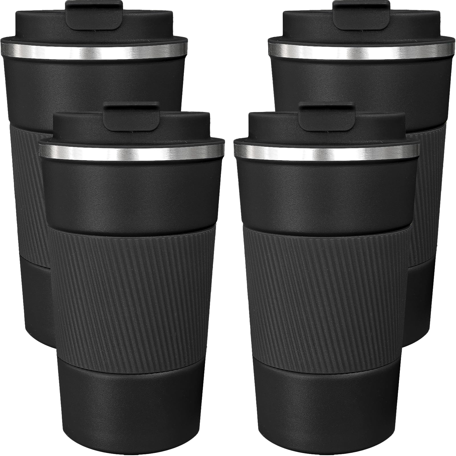4 Pack Insulated Coffee Mug with Lid 17oz Travel Coffee Tumbler Stainless Steel Reusable Coffee Cups Thermal Coffee Mug for Hot and Iced Cold Drinks, Multicolor