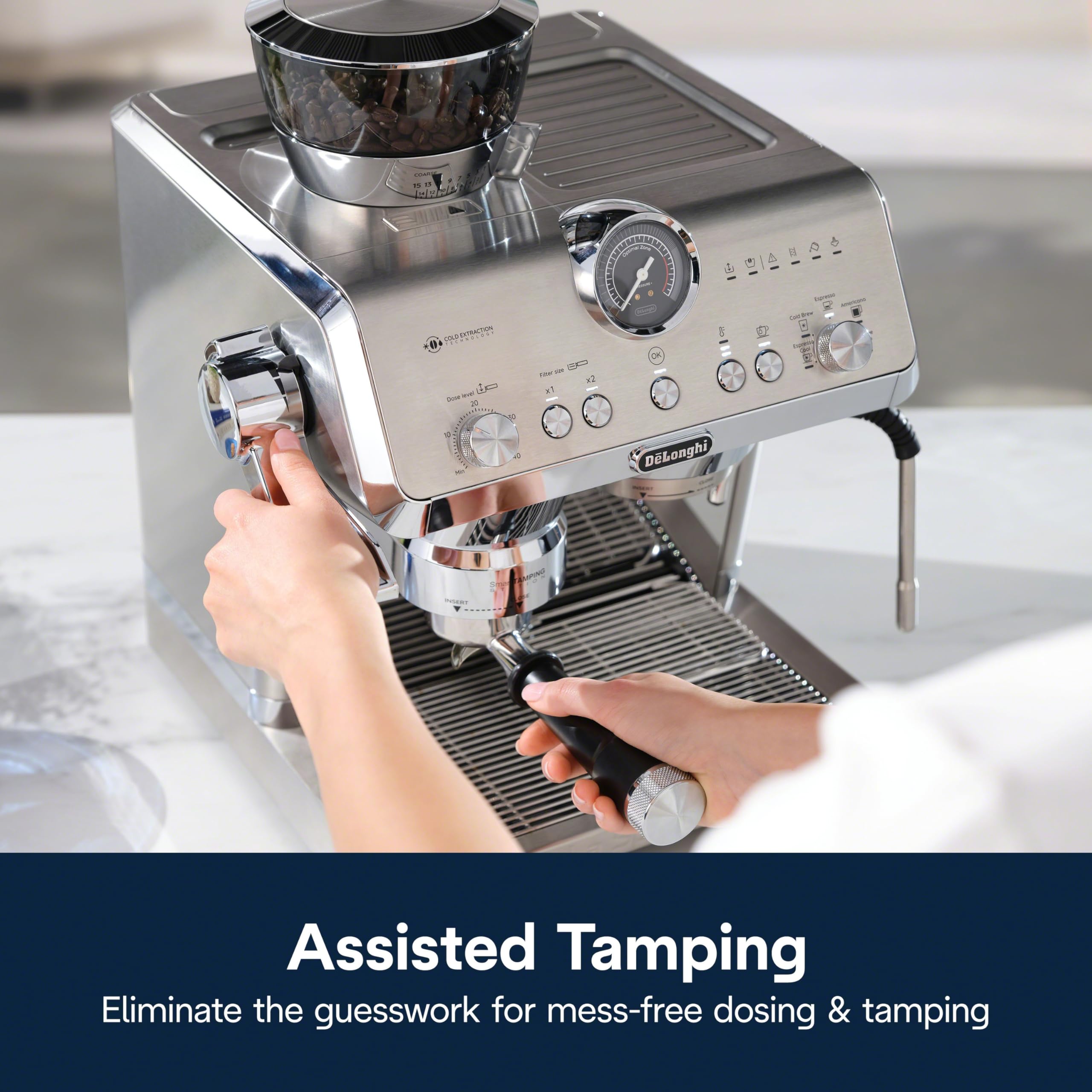De'Longhi La Specialista Arte Evo Espresso Machine - Compact Cold Brew Coffee Maker with Grinder, Milk Steam Wand/Frother & Tamping Tools - Home Barista Kit for Lattes, Cappuccinos, Iced Coffee