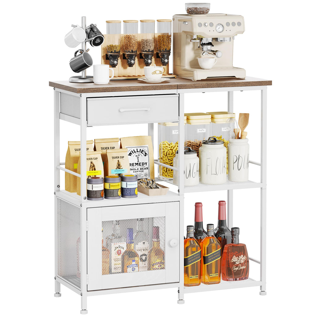 SWTYMIKI Coffee Bar Cabinet for Home - Farmhouse Coffee Stand Station Multi-Purpose Buffet Sideboard Cabinet with Drawers - Kitchen Bar Table for Living Room, Corner, Small Space, Espresso