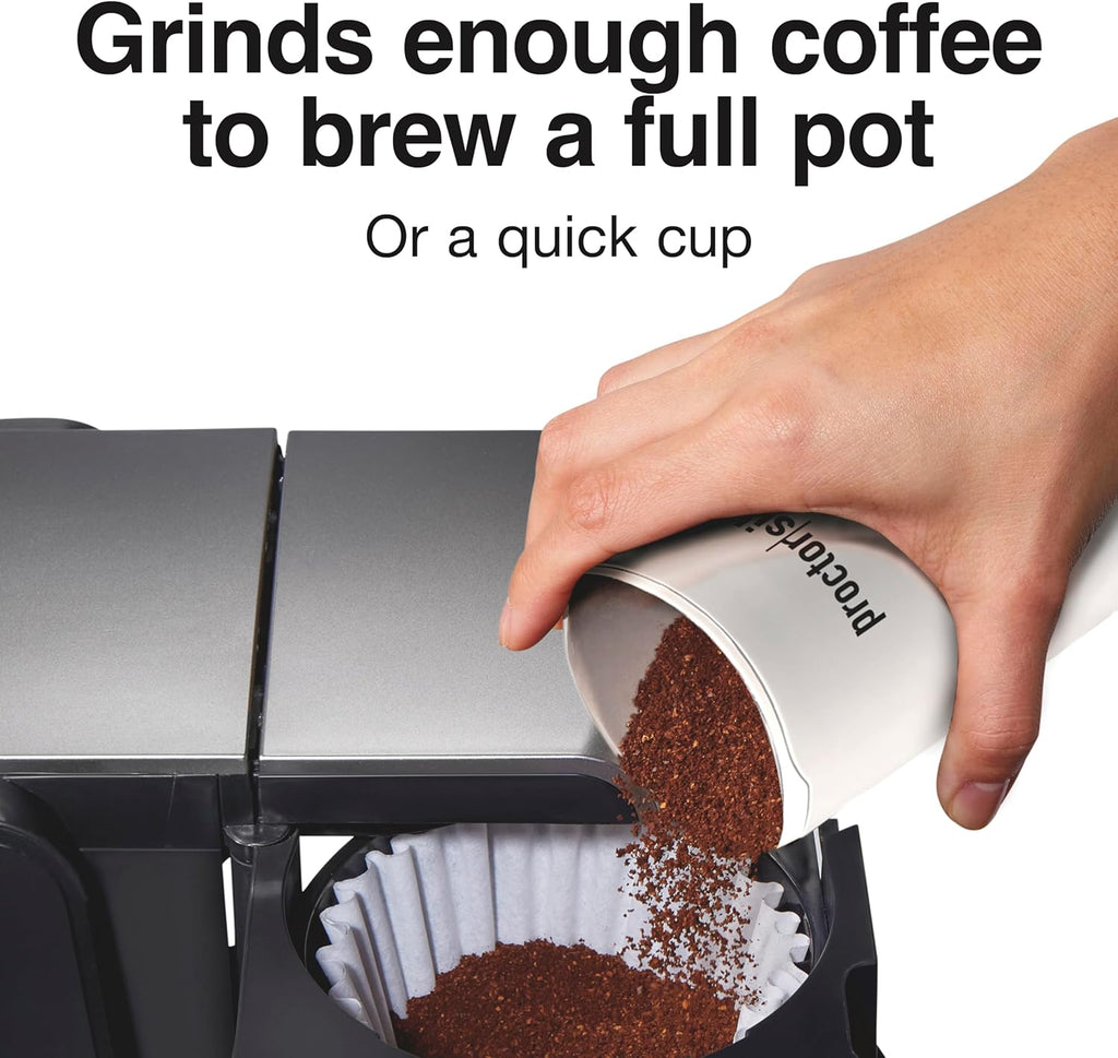 Proctor Silex Electric Coffee Grinder for Beans, Spices and More, Stainless Steel Blades, 12 Cups, White