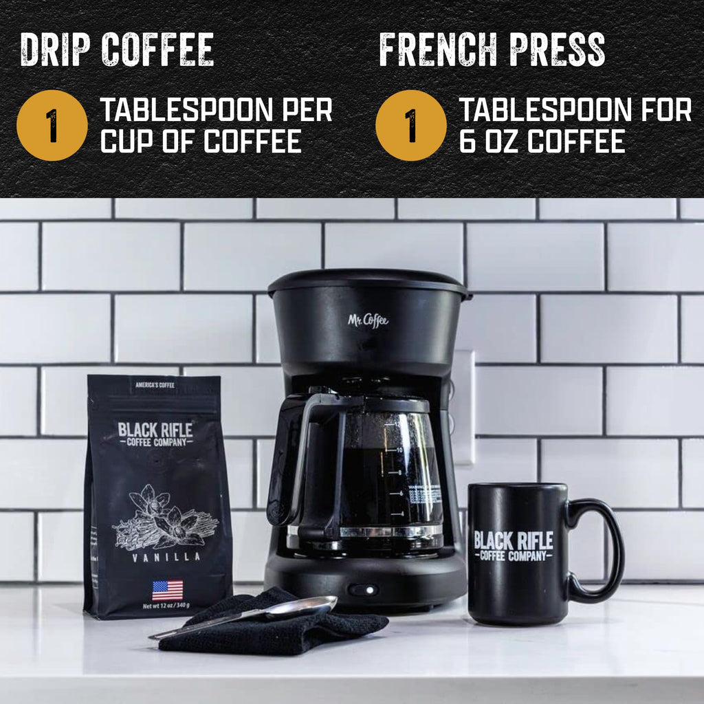 Black Rifle Coffee Company Just Black, 18oz Bag, Ground Coffee Medium Roast - Roasted Blend Made from Arabica Beans - Colombian & Brazilian Beans - Veteran Founded & American Made
