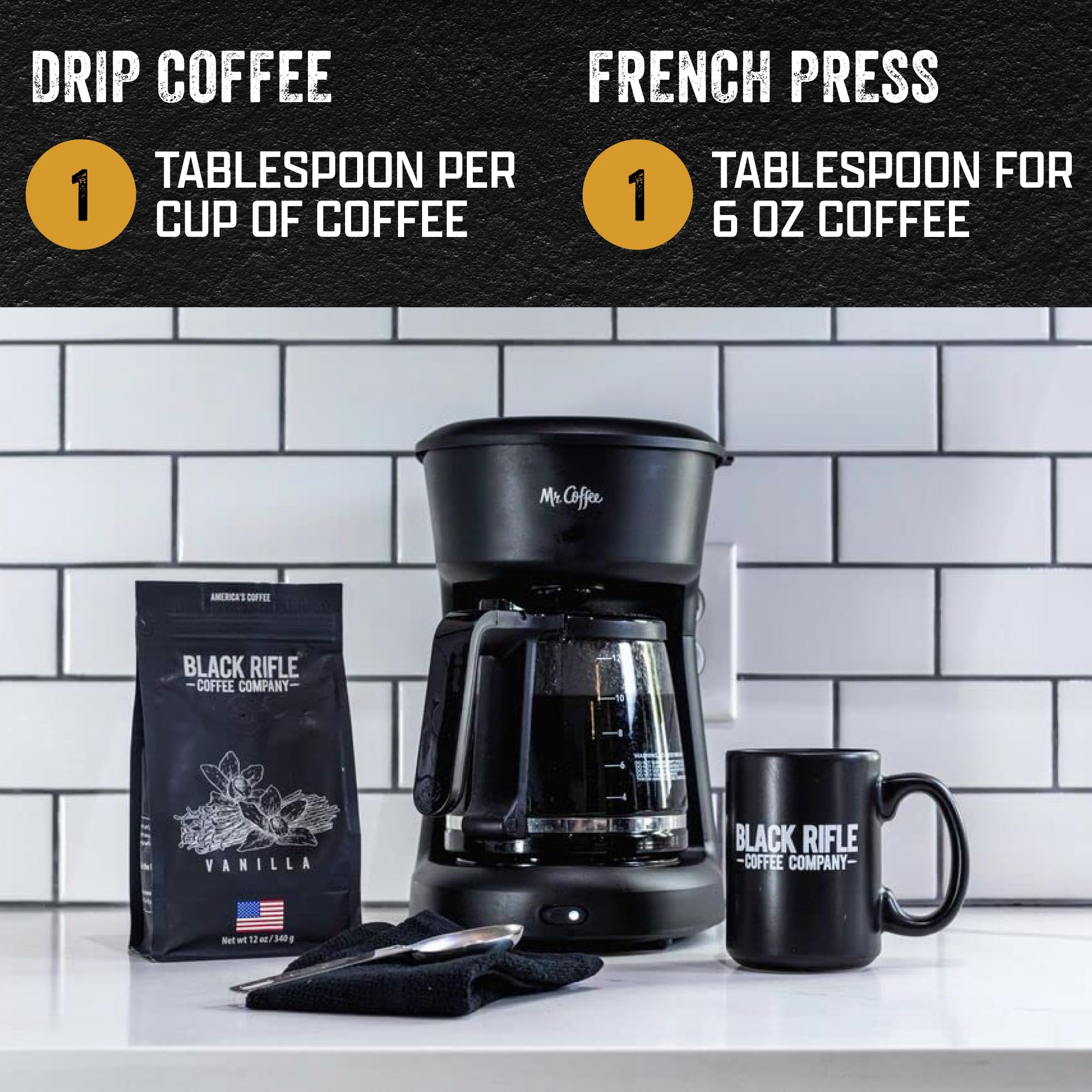 Black Rifle Coffee Company Just Black, 18oz Bag, Ground Coffee Medium Roast - Roasted Blend Made from Arabica Beans - Colombian & Brazilian Beans - Veteran Founded & American Made