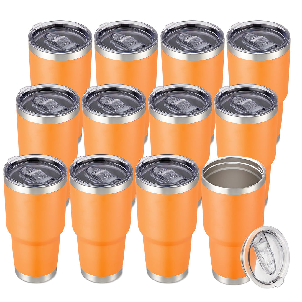 30 oz Tumbler with Lid Stainless Steel Tumblers Bulk Vacuum Insulated Cup Reusable Powder Coated Travel Mug Double Wall Leak Proof Cups Keep Cold Drinks for 12 Hours Black, Set of 8