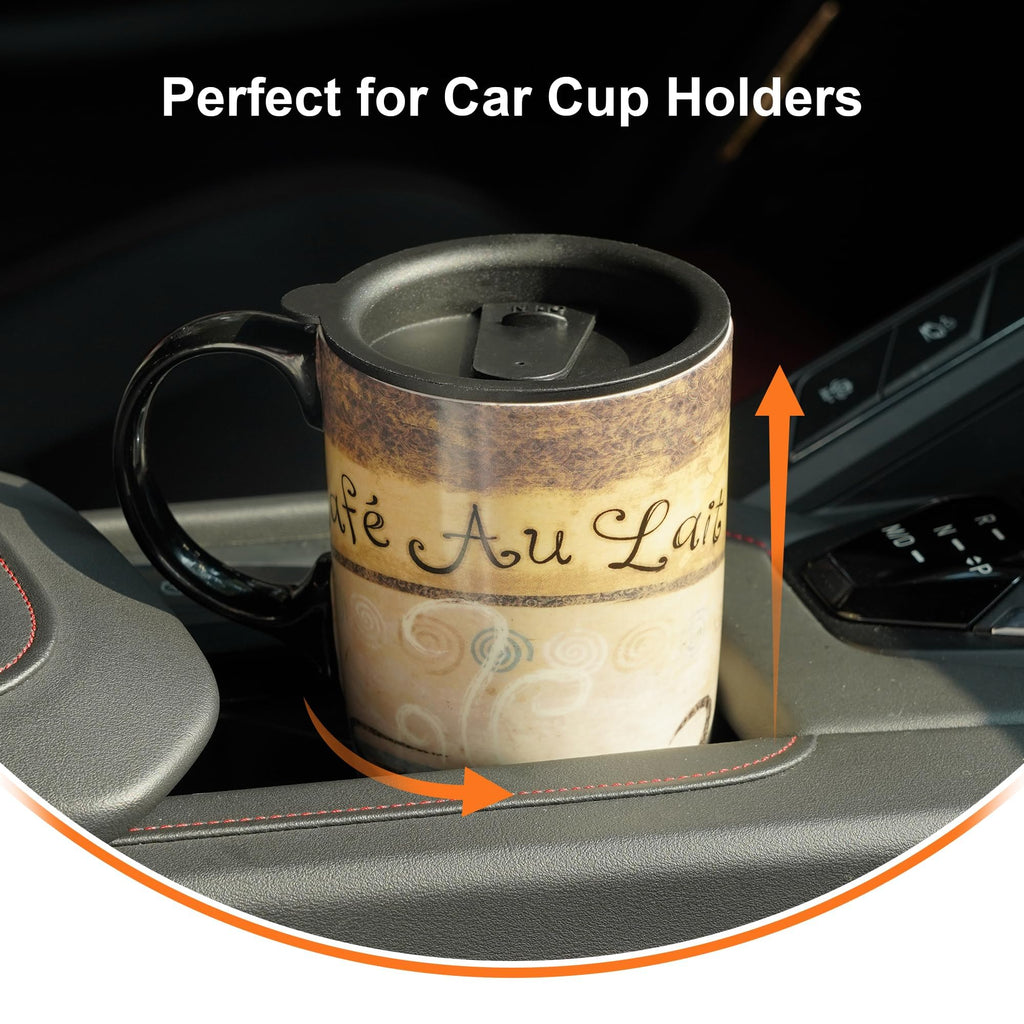 Topadorn 17oz Ceramic Travel Mug with Lid, Tall Ceramic Coffee Mug with Handle, Purple Floral Coffee Cup with Gift Box